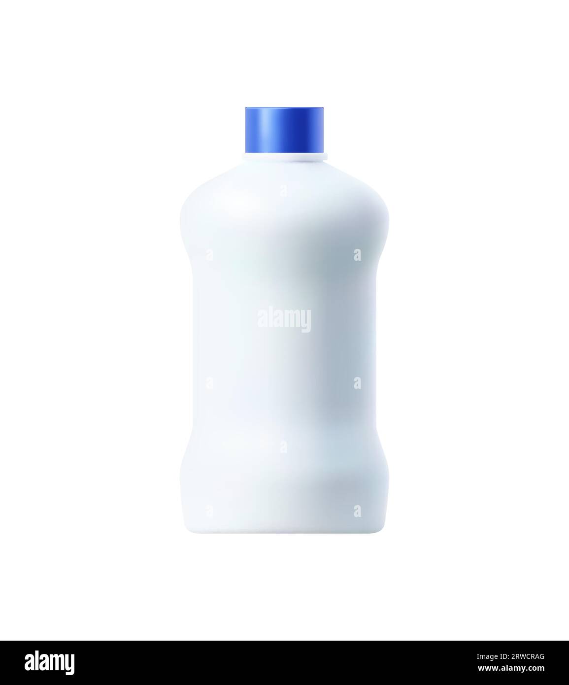 Modell der Kunststoffflasche mit Reinigungsmittel und sauberem Produkt. Isoliertes, realistisches 3D-Vektorröhrengehäuse, für Komfort entwickelt mit einer sicheren Kappe, einer leicht zu greifenden Form und einer klaren Beschriftung für Wäschelösungen Stock Vektor