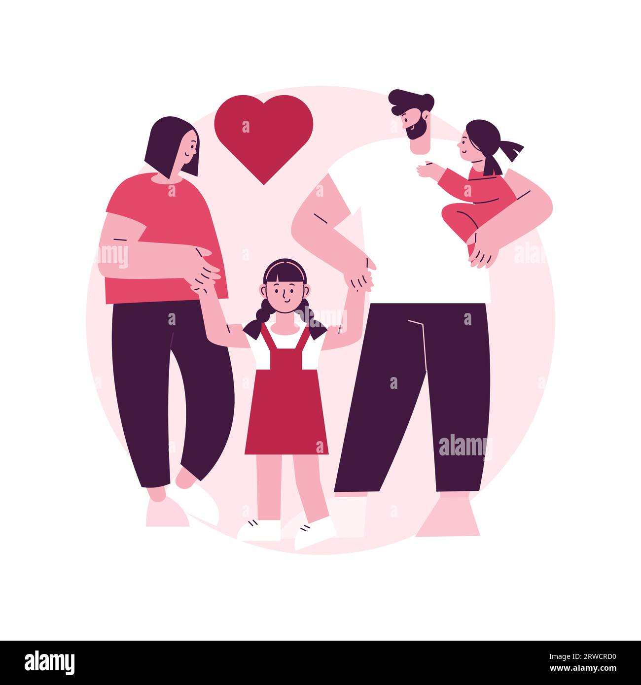 Caring Adoptive Fathers abstrakte Konzept Vektor-Illustration. Pflegebetreuung, Vater bei Adoption, glückliche gemischtrassige Familie, Spaß haben, zusammen zu Hause, Kinderloses Paar abstrakte Metapher. Stock Vektor