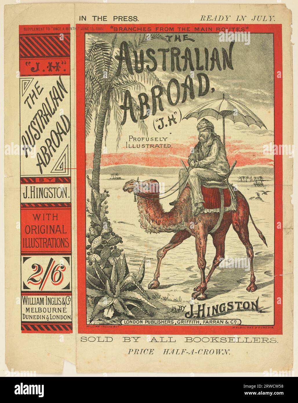 Werbung für das australische Ausland, dargestellt von J Hingston. Werbung für eine Veröffentlichung als Ergänzung zu „einmal im Monat“, 15. Juni 1885; Stockfoto
