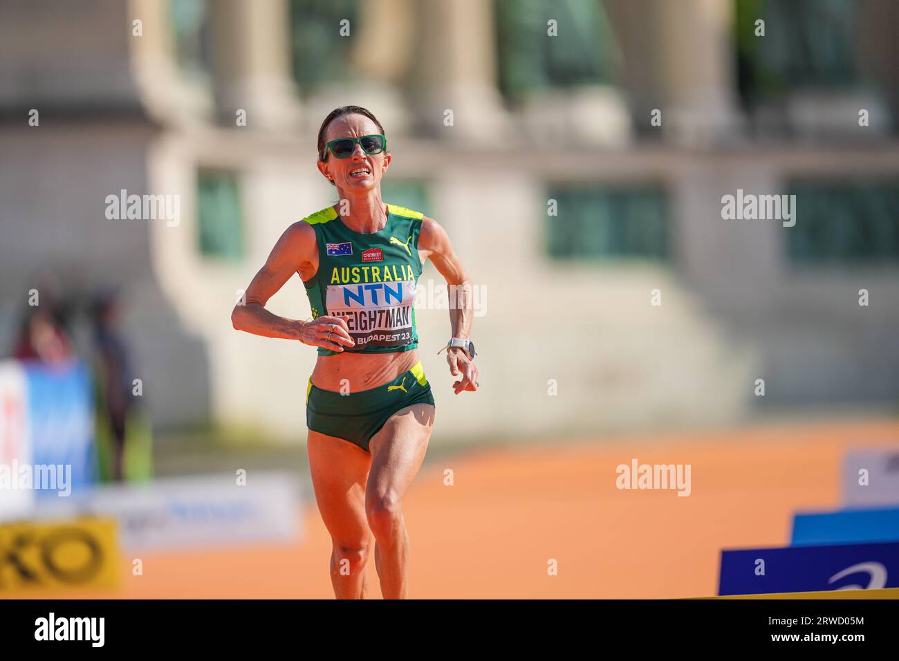 Lisa Jane Weightman nahm am Marathon der Leichtathletik-Weltmeisterschaften in Budapest 2023 Teil. Stockfoto