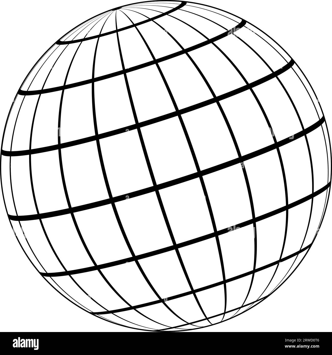 Globe 3D-Modell Erde Planet, Modell Himmelskugelkoordinatengitter Stock Vektor
