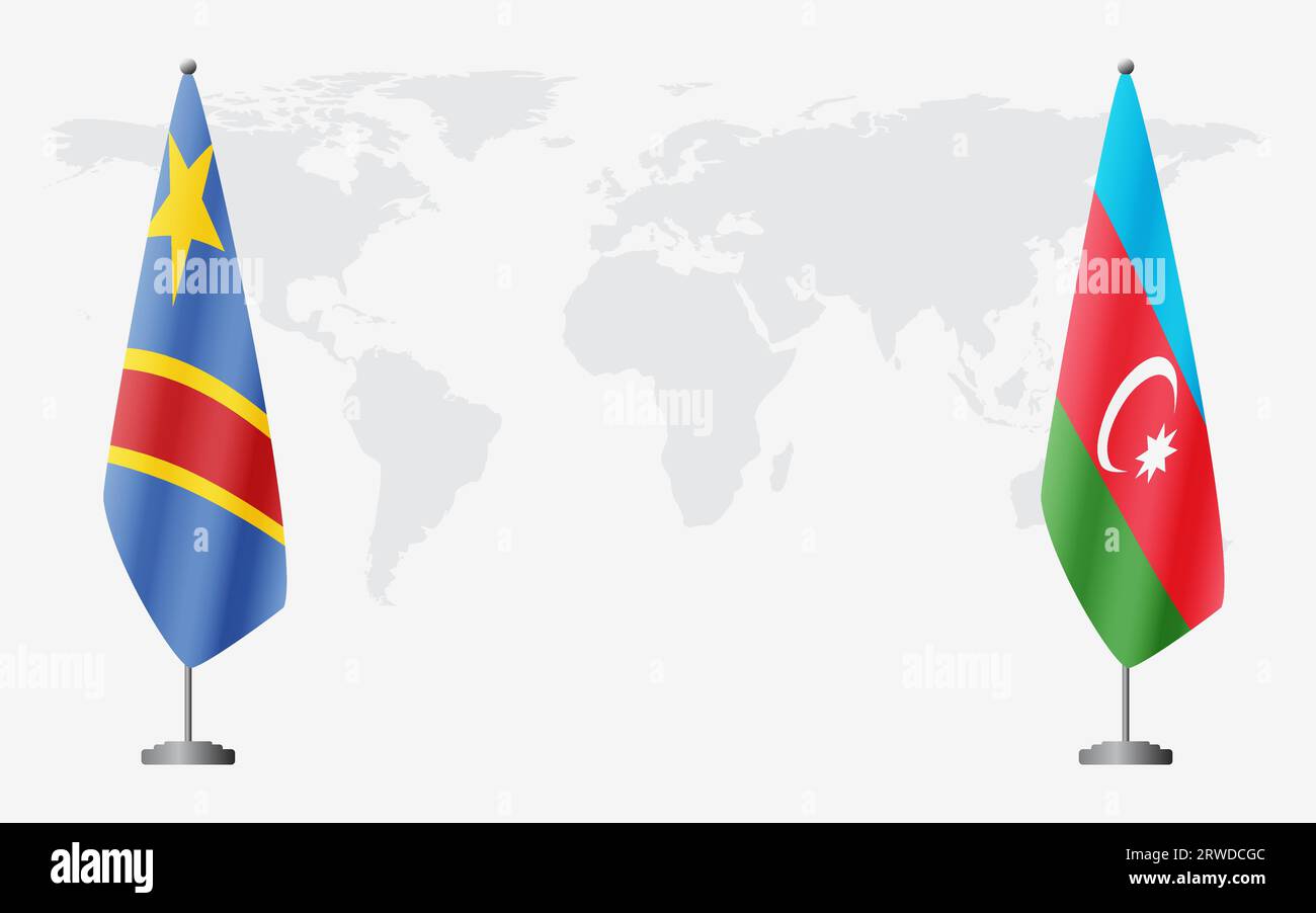 Demokratische Republik Kongo und Aserbaidschan Flaggen für offizielles Treffen vor dem Hintergrund der Weltkarte. Stock Vektor