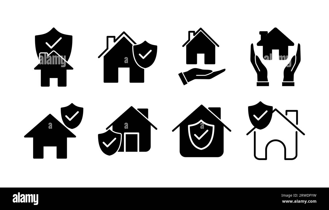 Lebenszeichen der Hausversicherung. Home Shield Protect Logo Stock Vektor Lebenszeichen der Hausversicherung. Home Shield Protect Logo Stock Vektor