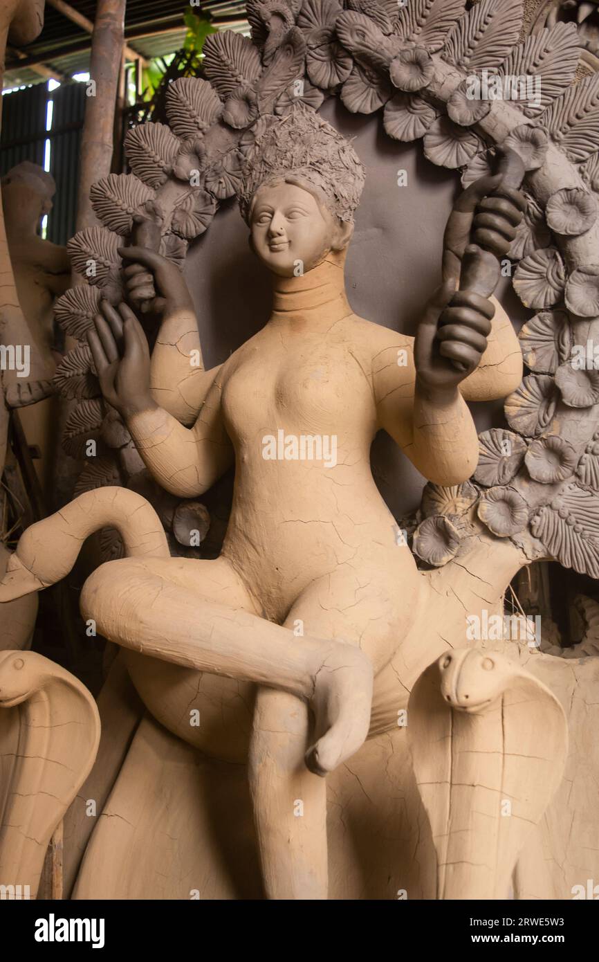 Skulptur von Durga maa in Making for Durga Puja in Jorhat, Assam Stockfoto