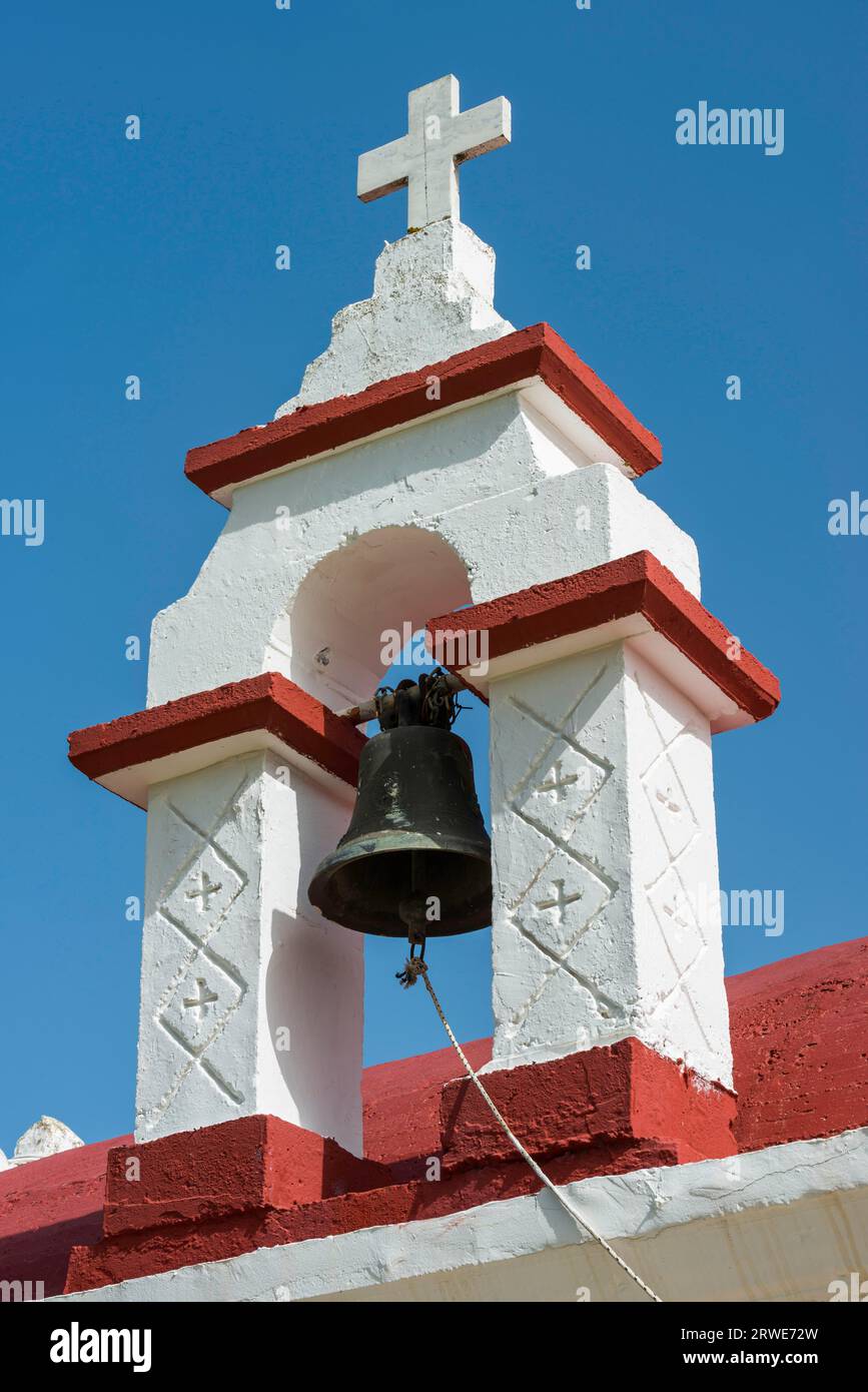 Orthodoxe Kirche, Kreuz, Glocke, Kreta, Griechenland Stockfoto