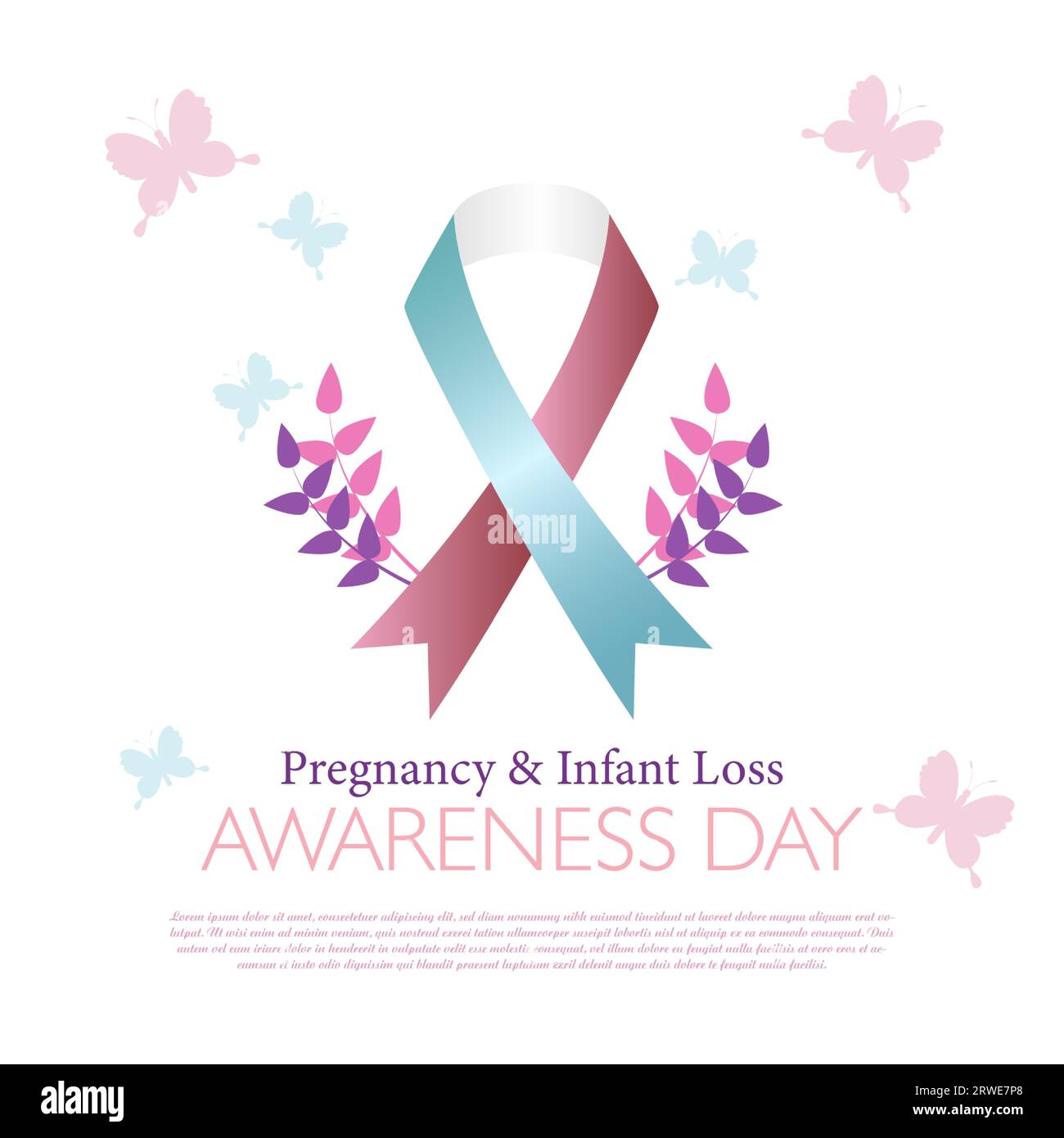 Der Tag der Bewusstseinsbildung für Schwangerschaft und Kleinkinder ist eine Gelegenheit, um diejenigen zu unterstützen, die den Verlust einer Schwangerschaft oder eines Säuglings erlebt haben. Stock Vektor
