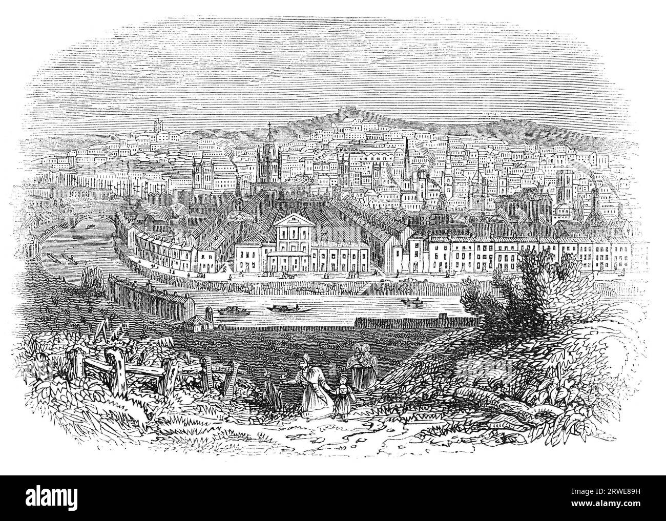 Bristol im 17. Jahrhundert. Gravur aus dem Penny Magazine, juni 1843 Stockfoto
