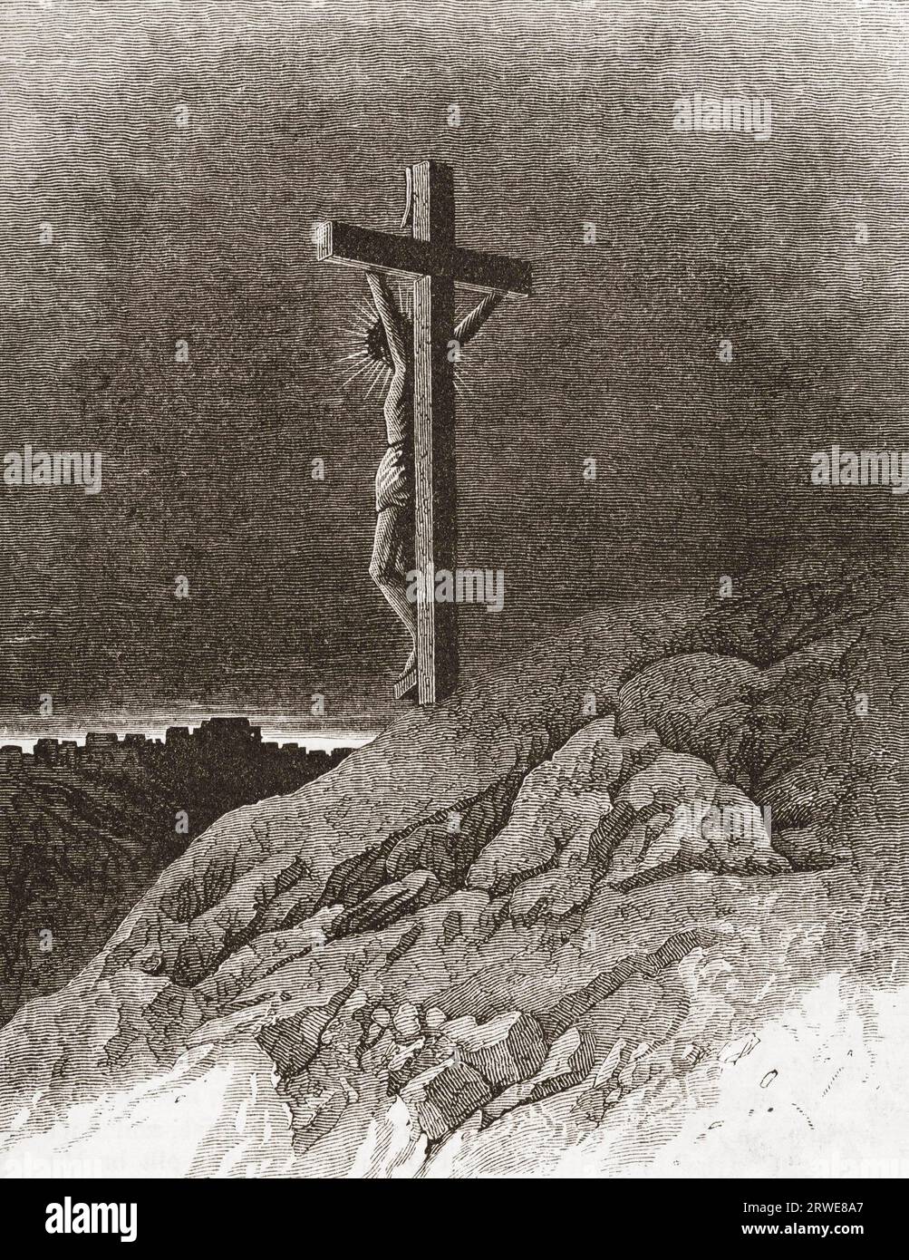 Kreuzigung Jesu. Illustrationsquelle: Harpers Monthly Magazine, Mai 1877 Stockfoto