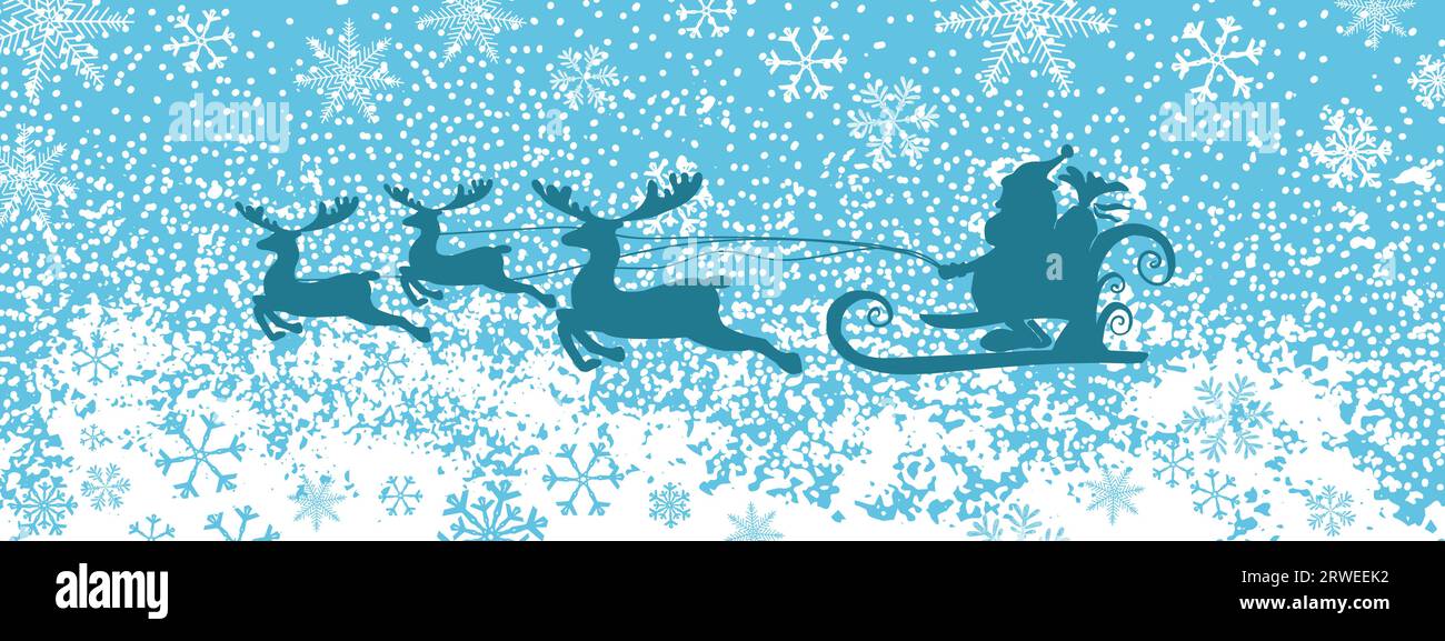 Der Weihnachtsmann reitet auf Rentieren. Vektorillustration Stock Vektor
