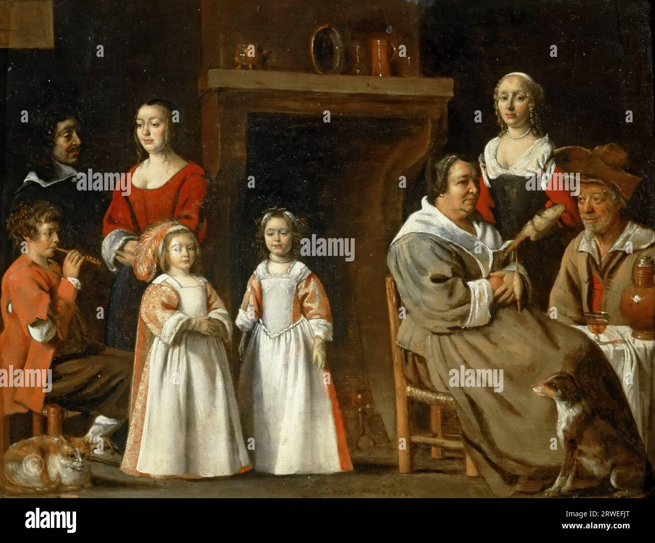 Antoine Le Nain (ca. 1588-1648), Louis Le Nain (ca. 1593-1648) oder Mathieu Le Nain (1607-1677) -- Portraits in an Interior 1647 Stockfoto