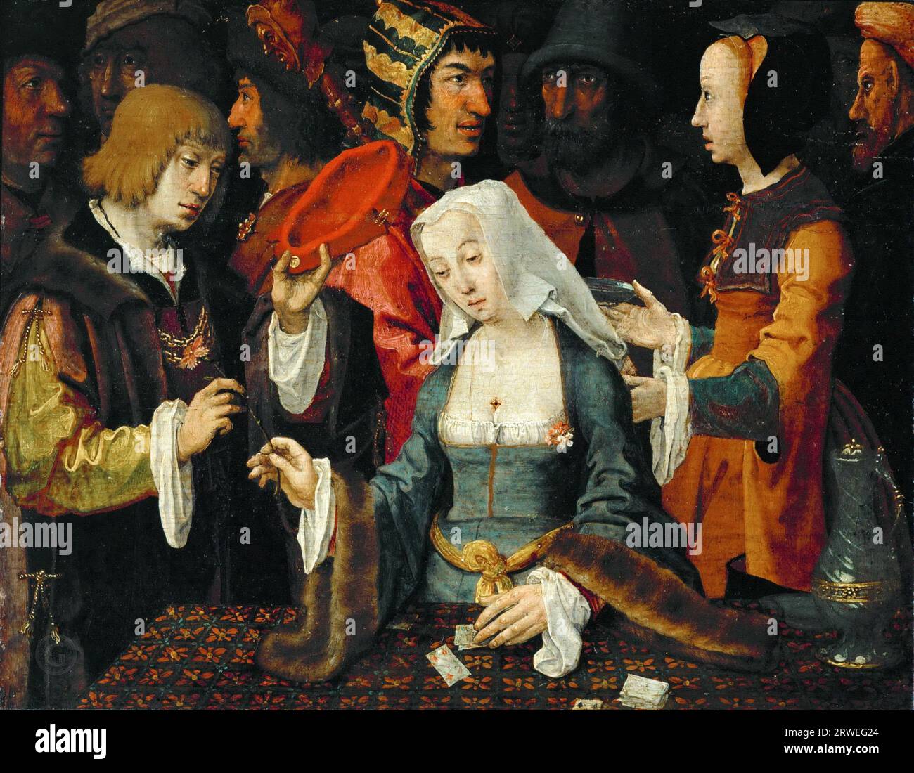 Lucas van Leyden – der Glückspilz, mit einem Narren Stockfoto