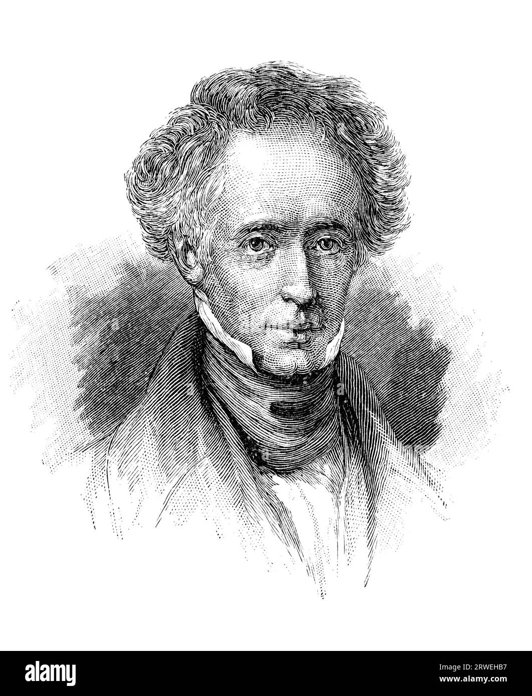 George Combe (1788–1858), Bruder von Andrew Combe, war ein Schriftsteller über Phrenologie und Erziehung. Die Illustration wurde ursprünglich in Harpers Monthly veröffentlicht Stockfoto