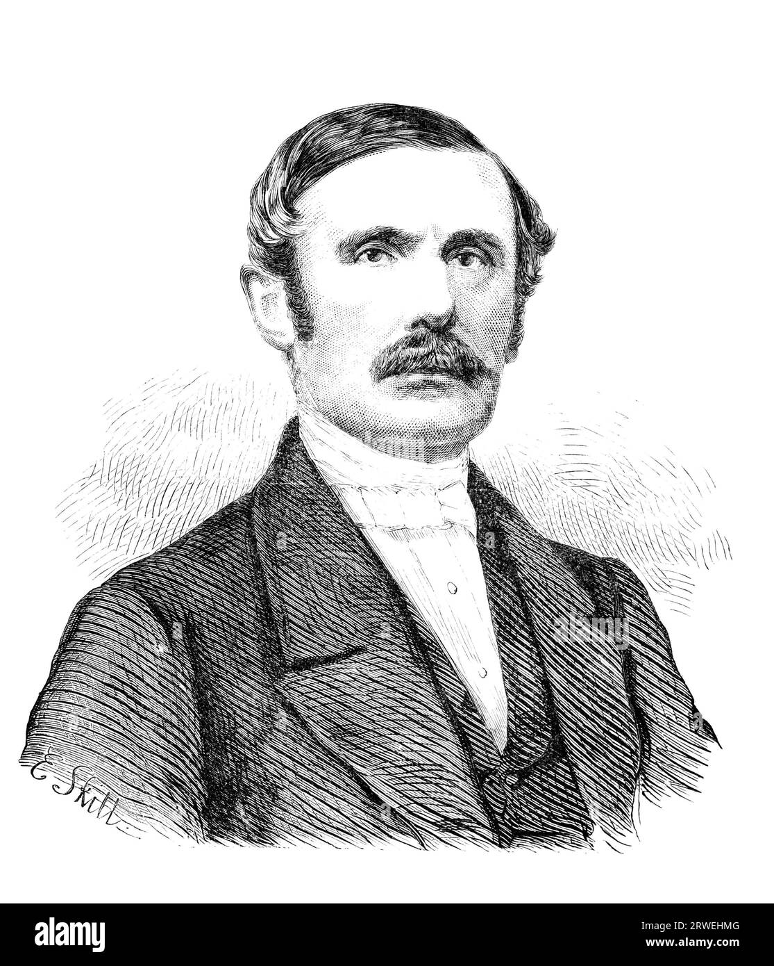 Baron Johan August Gripenstedt (1813–1874) war ein schwedischer Geschäftsmann und Politiker.Alte Gravur aus einer Zeitschrift, die 1866 gedruckt wurde Stockfoto