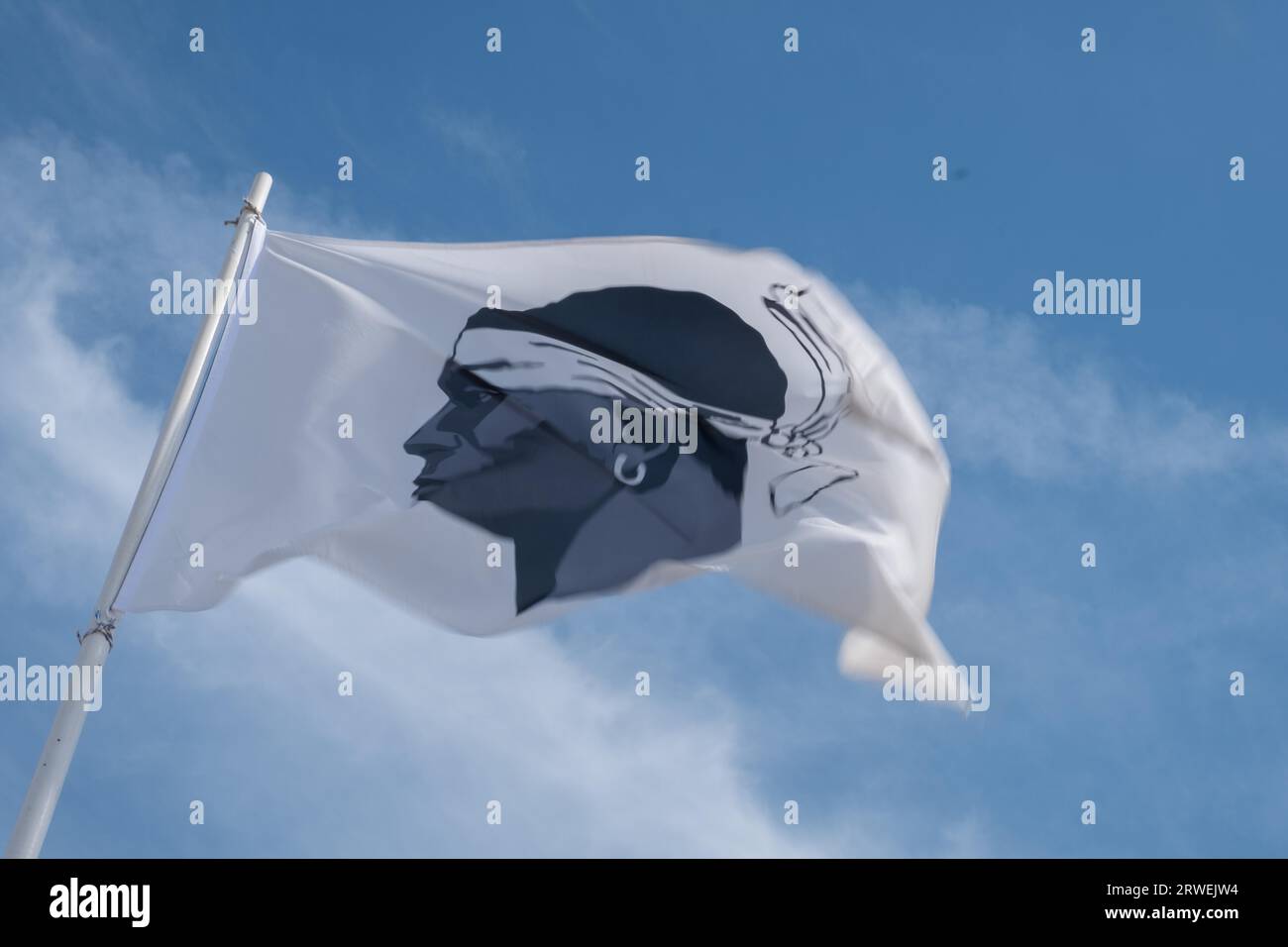 Flagge der Mittelmeerinsel Korsika, Frankreich Stockfoto