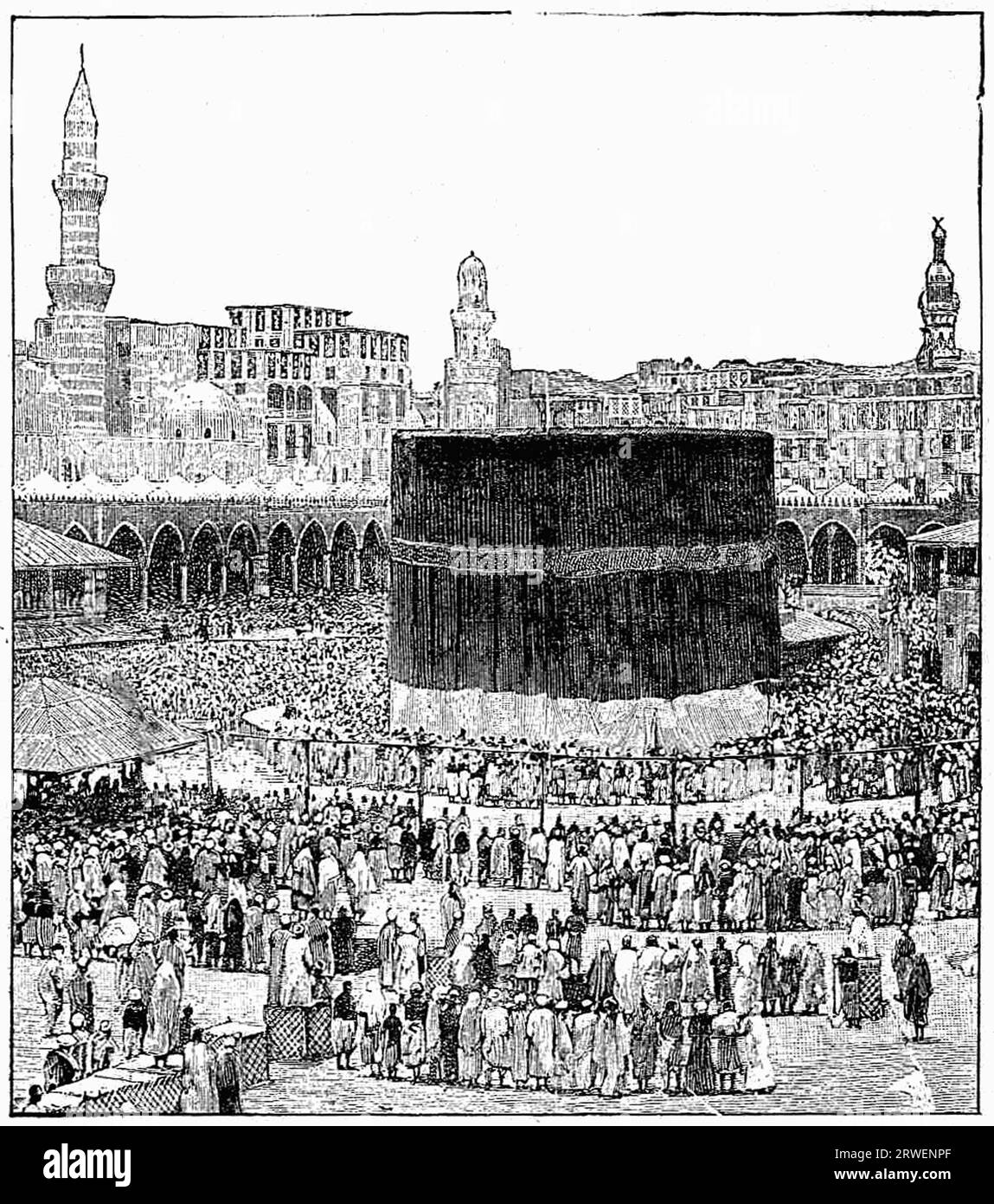 Die Kaaba in Mekka zur Zeit der Pilgerfahrt ist Hajj, auch Hajj, Hajjdj, die islamische Pilgerfahrt nach Mekka 1780, Sau Stockfoto