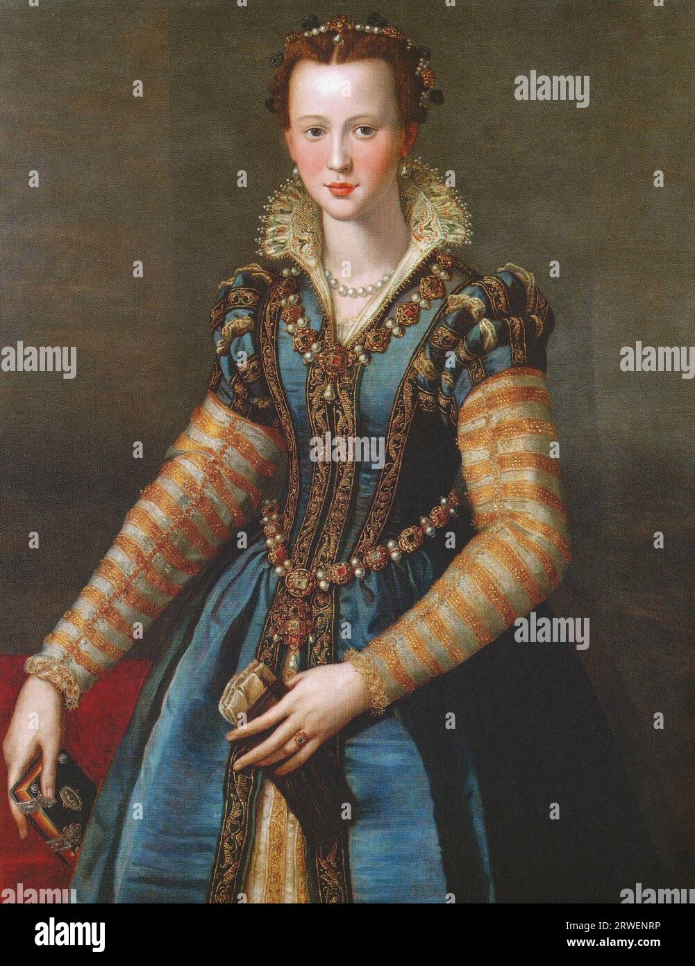 Eleonora von Toledo (1522 bis 17. Dezember 1562), auch Eleonora di Toledo oder Leonor de Toledo, stammte von der spanischen Adelsfamilie Toledo ab und war Herzogin von Florenz durch ihre Heirat mit Cosimo i de' Medici von 1539 bis zu ihrem Tod. digital restaurierte Reproduktion aus dem 19. Jahrhundert. Stockfoto