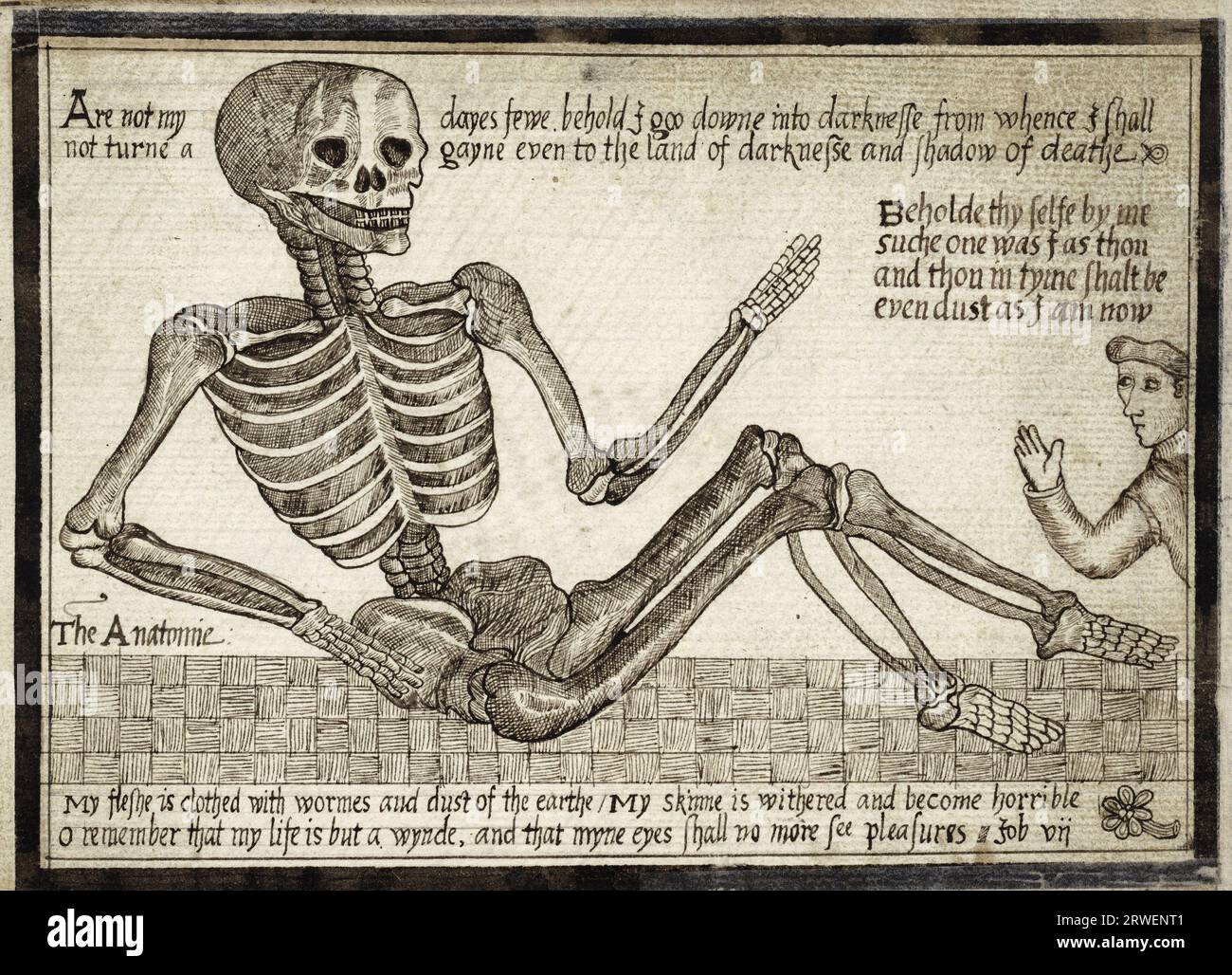 Ein Buch mit verschiedenen Geräten und Arten von Bildern mit den Buchstaben, Skelett, Anatomie, Medizin, CA 1600, historische, digital restaurierte Reproduktion aus dem 19. Jahrhundert Stockfoto