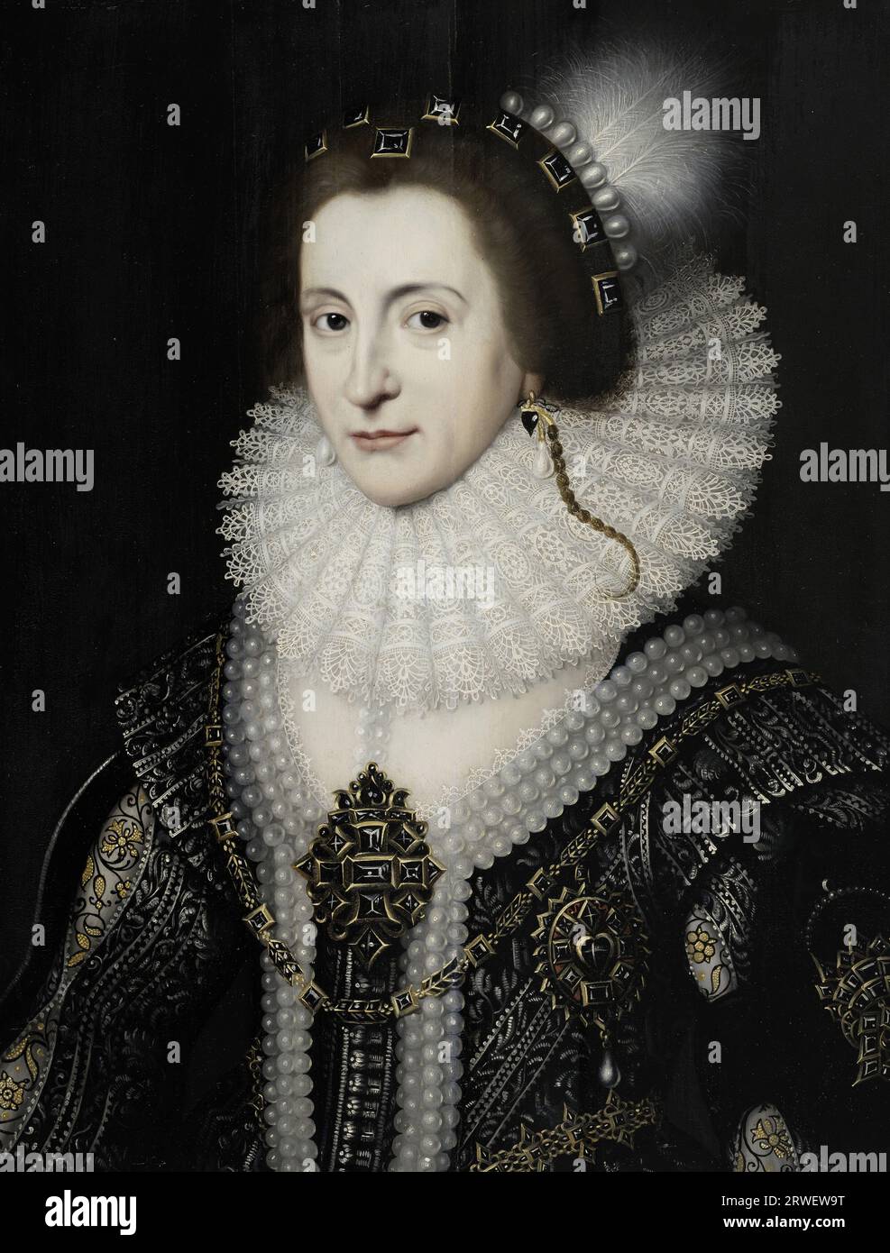 Elizabeth Stuart, Elizabeth Stuart (19. August 1596 bis 13. Februar 1662) war Prinzessin von England und Schottland und durch ihre Heirat mit Friedrich V. von der Pfalz, dem Winterkönig, Kurfürstin von der Pfalz von 1613 bis 1623 und Königin von Böhmen von 1619 bis 1620, historisch, historisch, historisch, historisch, digital restaurierte Reproduktion eines Originals aus dem 19. Jahrhundert Stockfoto