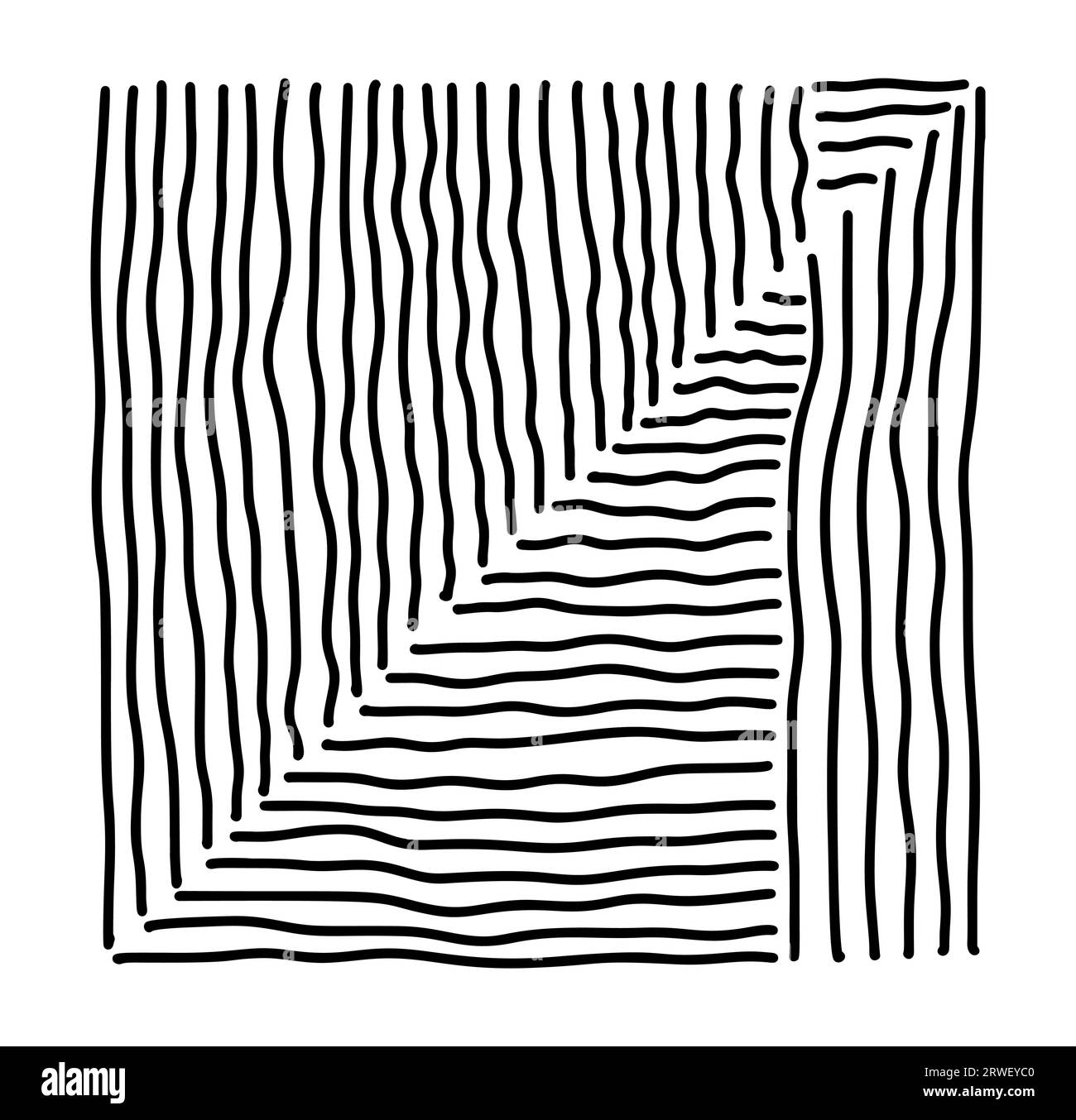 Quadratische ästhetische handgezeichnete zeitgenössische Druckmuster mit abstraktem minimalem eleganten Pinselstrich trandy. Boho-Hintergrund in minimalistischer Mitte Stock Vektor