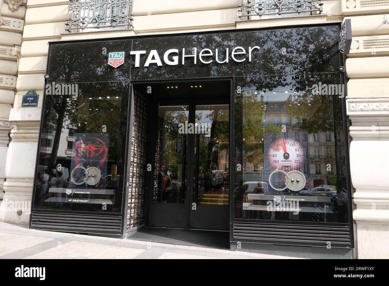 TAGHEUER LUXUS UHREN BOUTIQUE EINGANG Stockfoto