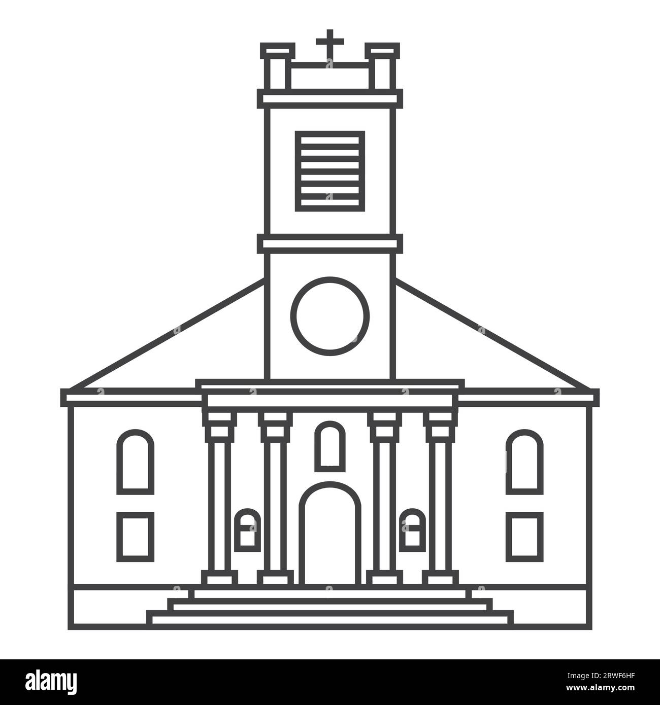 Symbol für die Umrisse des Domgebäudes. Zeichen in linearem Stil. Christliche Kirche. Vektorillustration. Stock Vektor