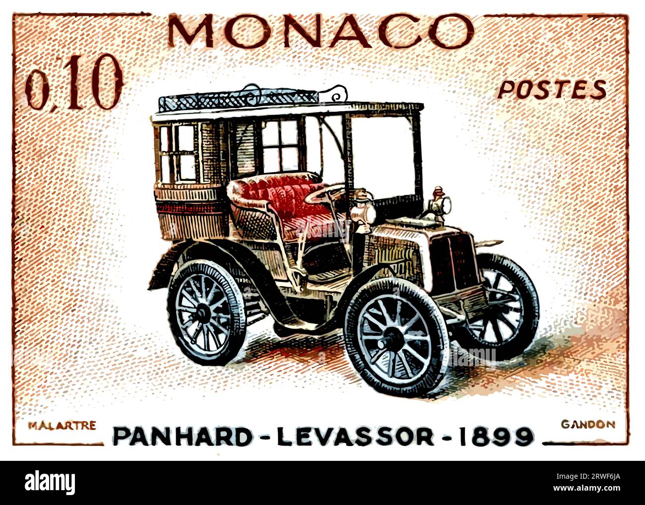 Marke Panhard-Levassor 1899 Classic Car Monaco Stock Vektor