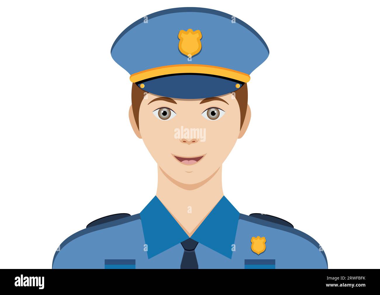 Porträt eines Polizeimann-Charakters-Clipart-Vektors auf weißem Hintergrund Stock Vektor