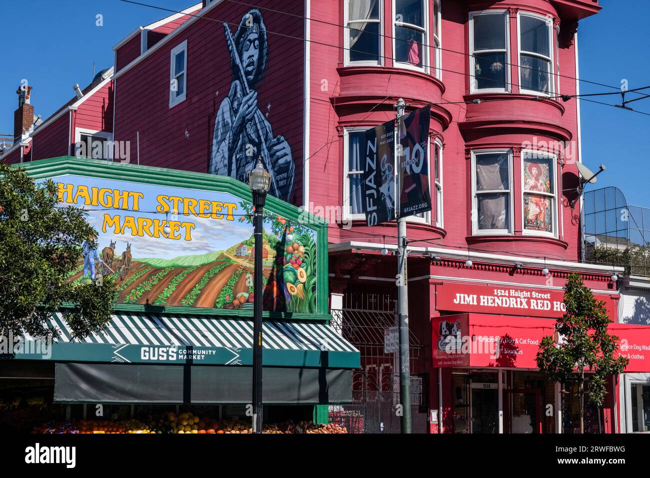 Das Jimi Hendrix Red House, Haight Street, San Francisco, Kalifornien, USA Stockfoto