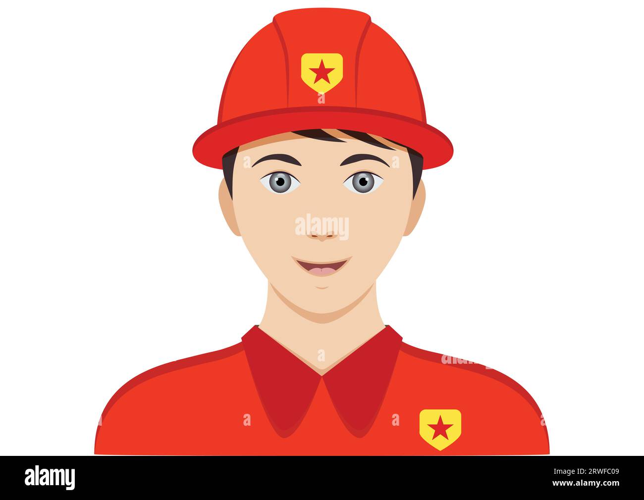 Porträt eines Feuerwehrmann-Clipart-Vektors auf weißem Hintergrund Stock Vektor