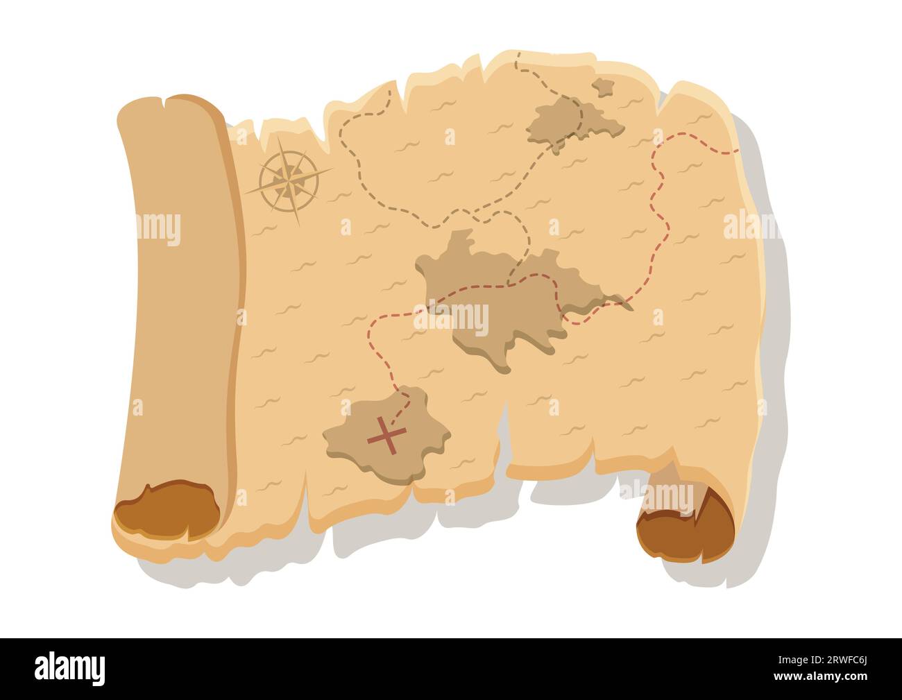 Pirate Treasure Karte Vektor Flat Design isoliert auf weißem Hintergrund Stock Vektor