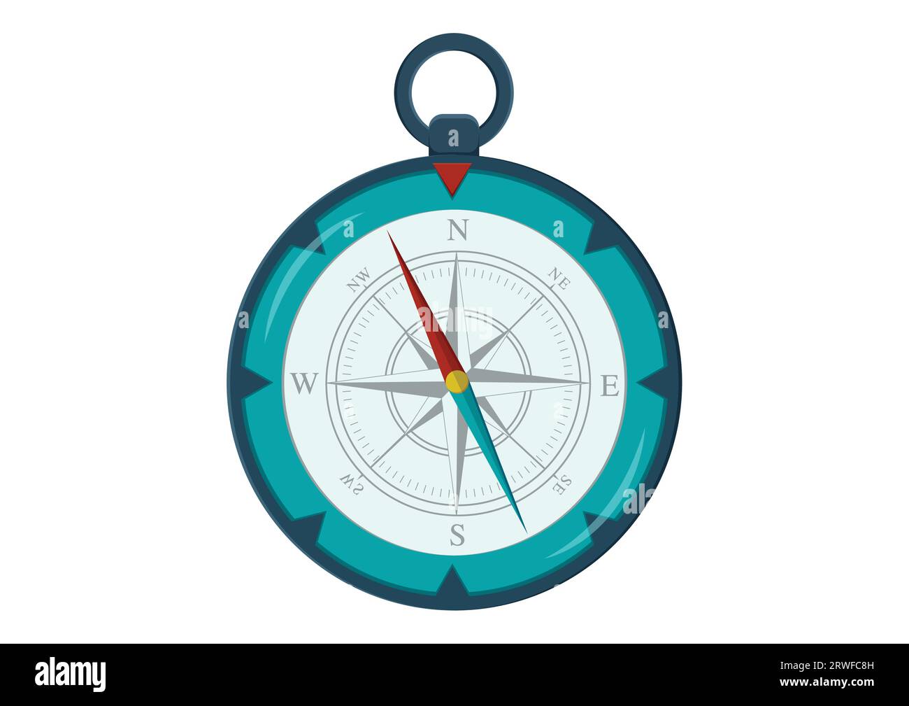 Nautischer Kompass für Richtung und Richtung Vektor-Illustration. Navigationskompass isoliert auf weißem Hintergrund Stock Vektor
