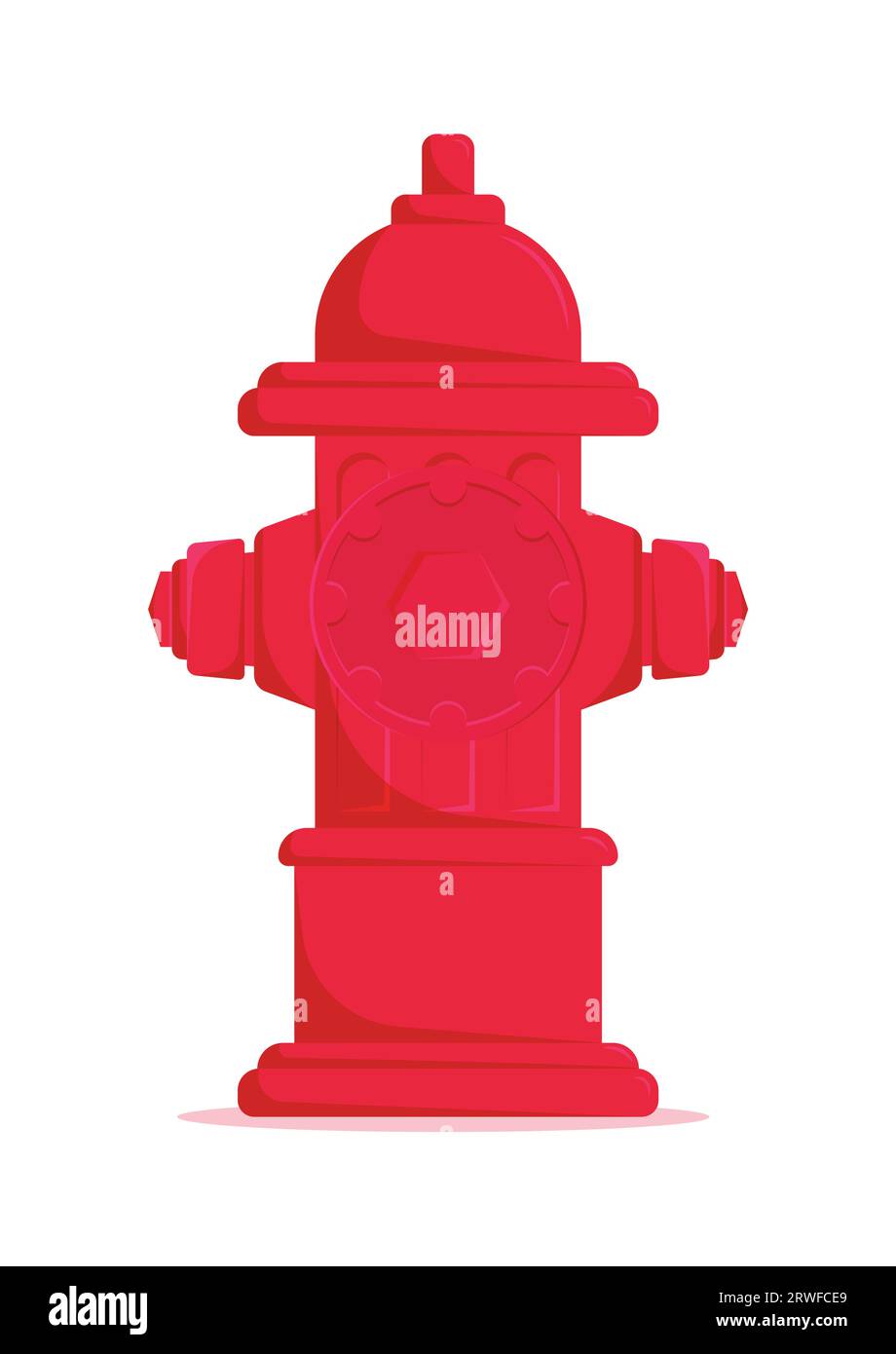 Rote Hydranten-Feuerwehrmann-Löschvektorflachbauweise isoliert auf weißem Hintergrund Stock Vektor