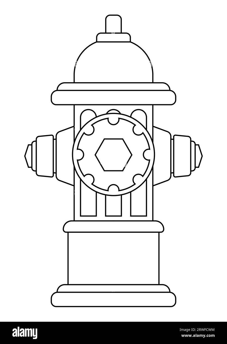 Farbseite des Löschvektors der Hydrantenfeuerwehr, flaches Design, isoliert auf weißem Hintergrund Stock Vektor