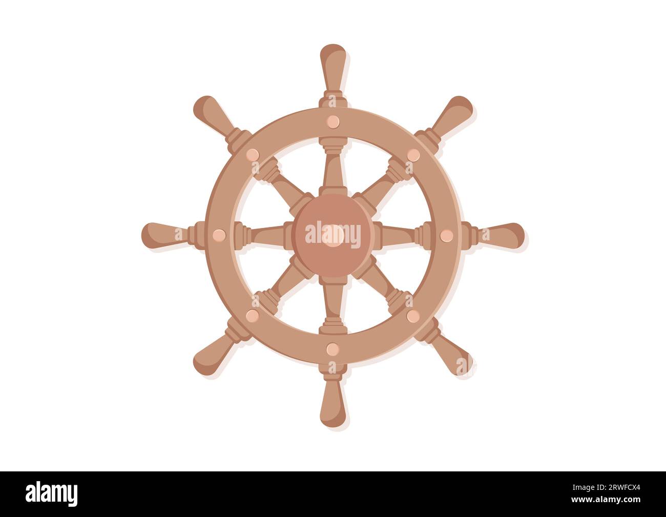 Schiffslenkrad in flacher Ausführung Vektorillustration isoliert auf weißem Hintergrund Stock Vektor