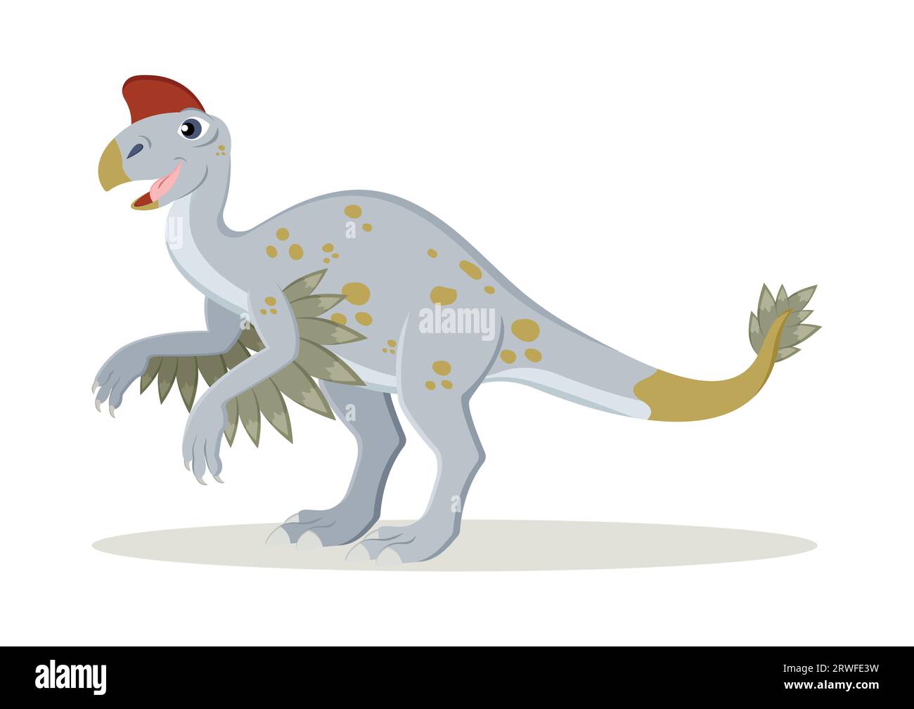 Oviraptorosaur Dinosaurier Zeichentrickfigur Vektor-Illustration Stock Vektor