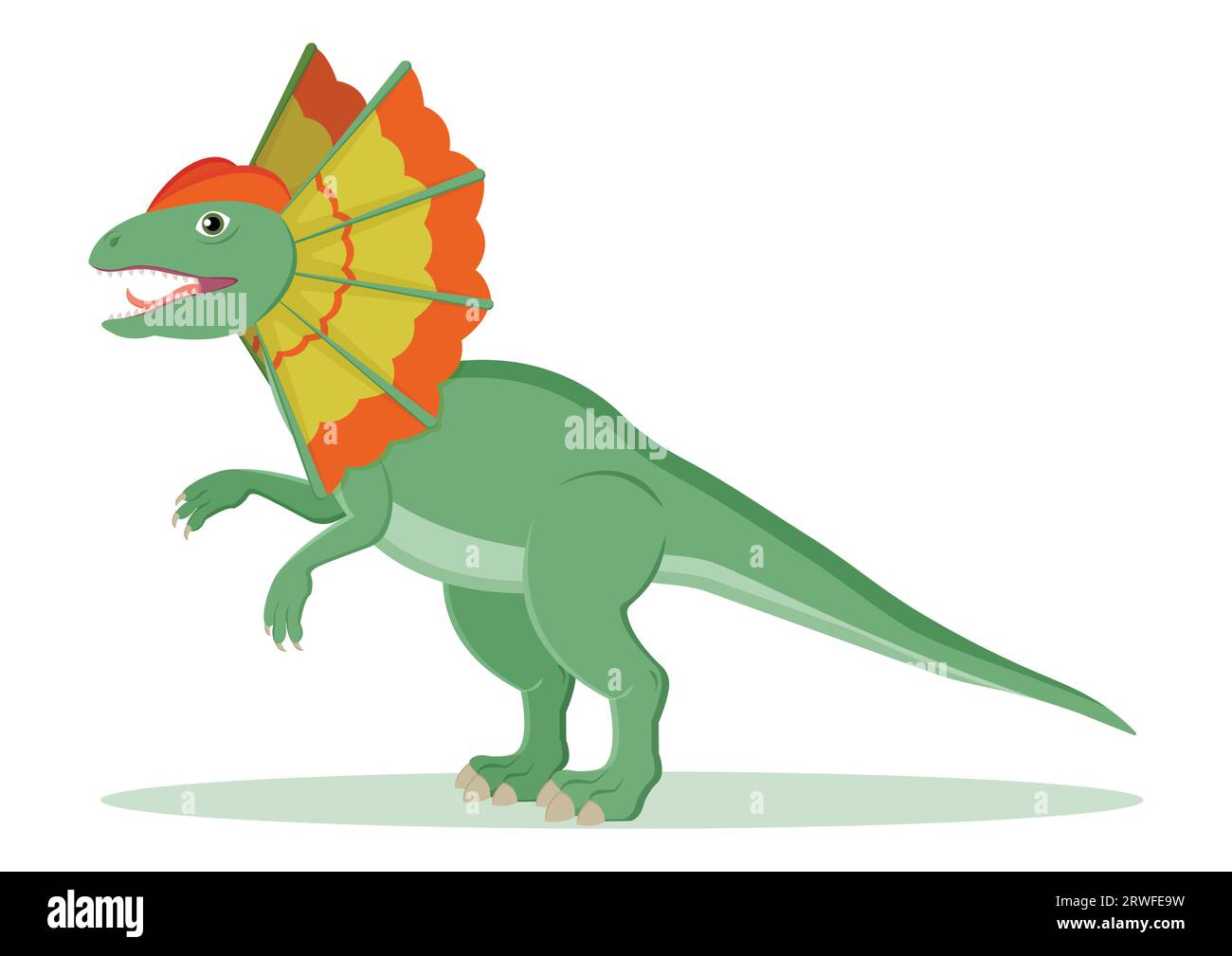 Dilophosaurus Dinosaurier Zeichentrickfigur Vektor-Illustration Stock Vektor