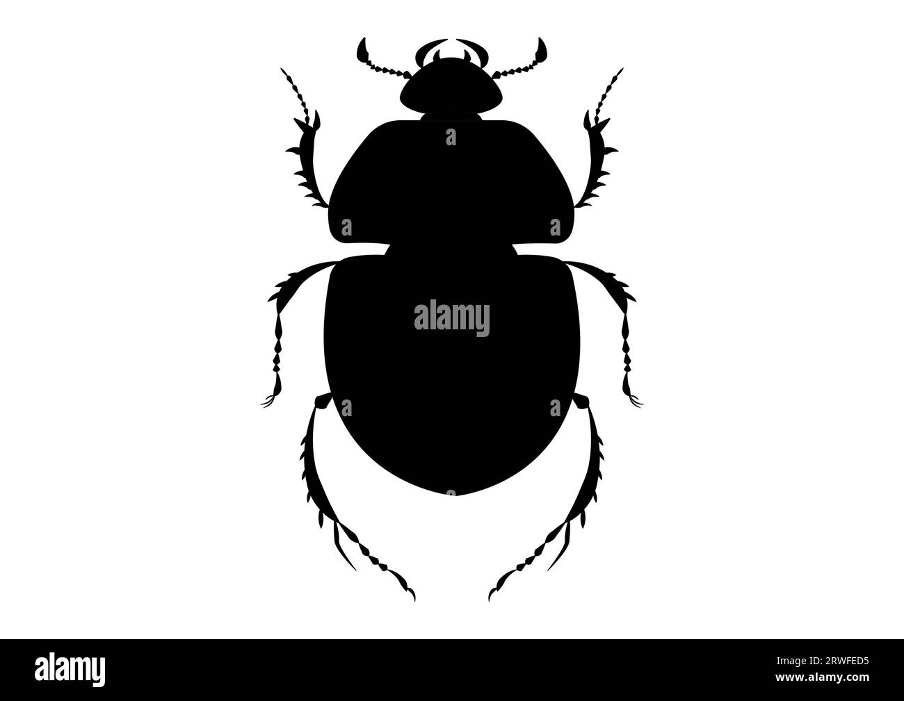 Schwarz-weiß Trypocopris vernalis Beetle Silhouette Stock Vektor