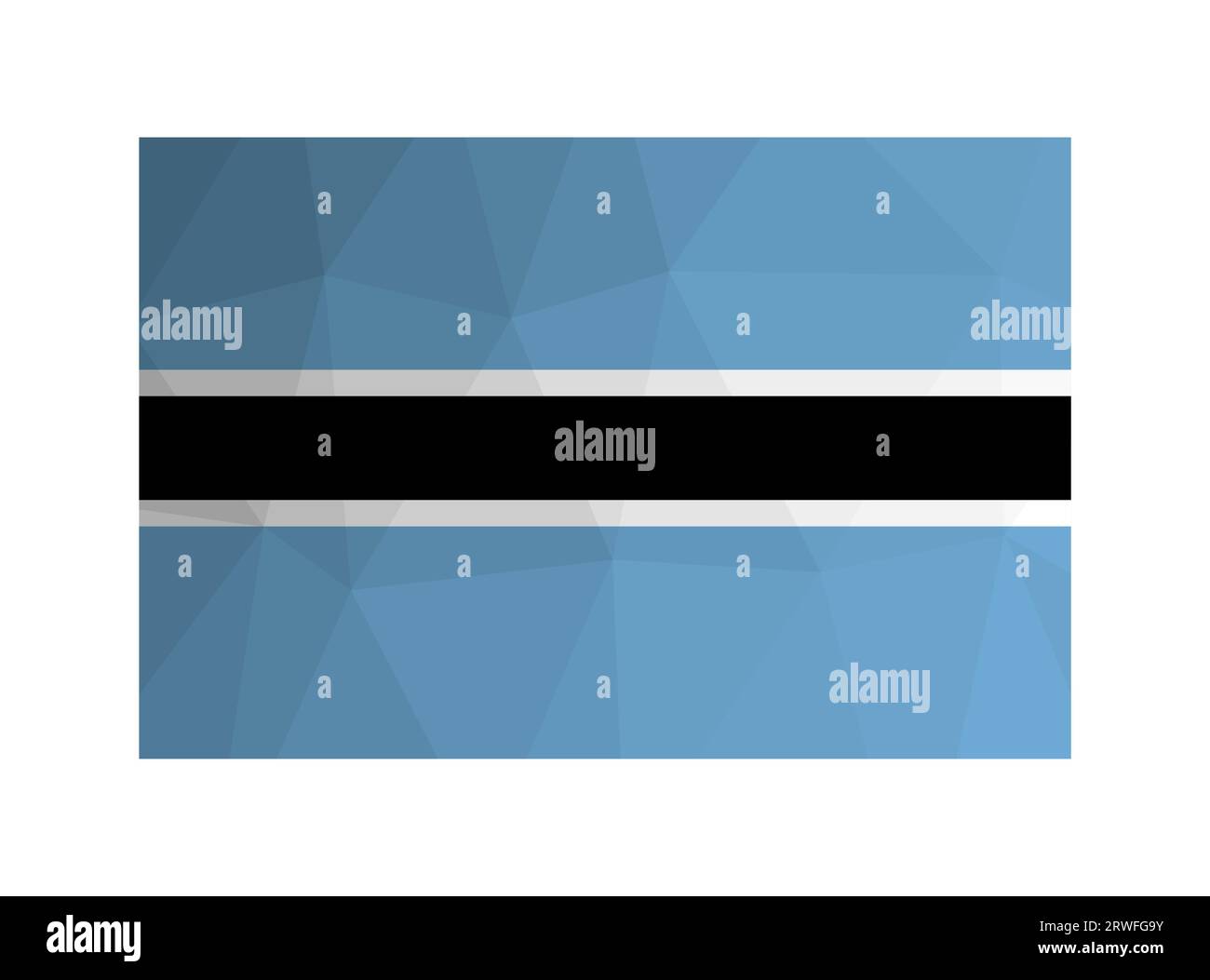 Vektor-isolierte Abbildung. Nationalflagge Botwaniens mit hellblauen, weißen und schwarzen Streifen. Offizielles Symbol Botswanas. Kreatives Design mit niedrigem p Stock Vektor