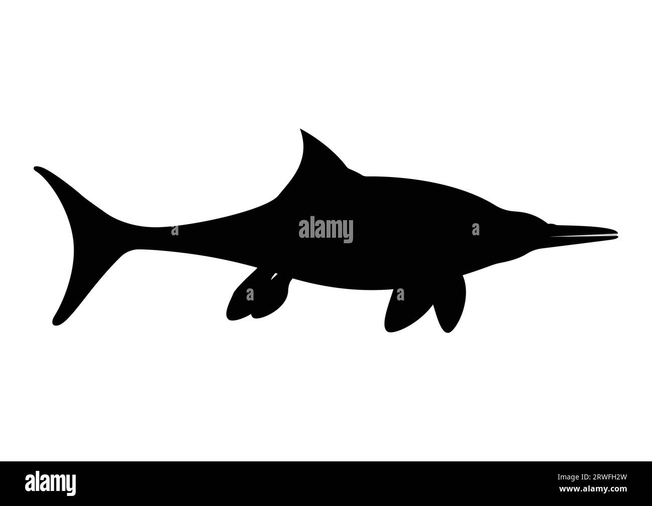 Ichthyosaurus Dinosaurier Silhouette Vektor isoliert auf weißem Hintergrund Stock Vektor