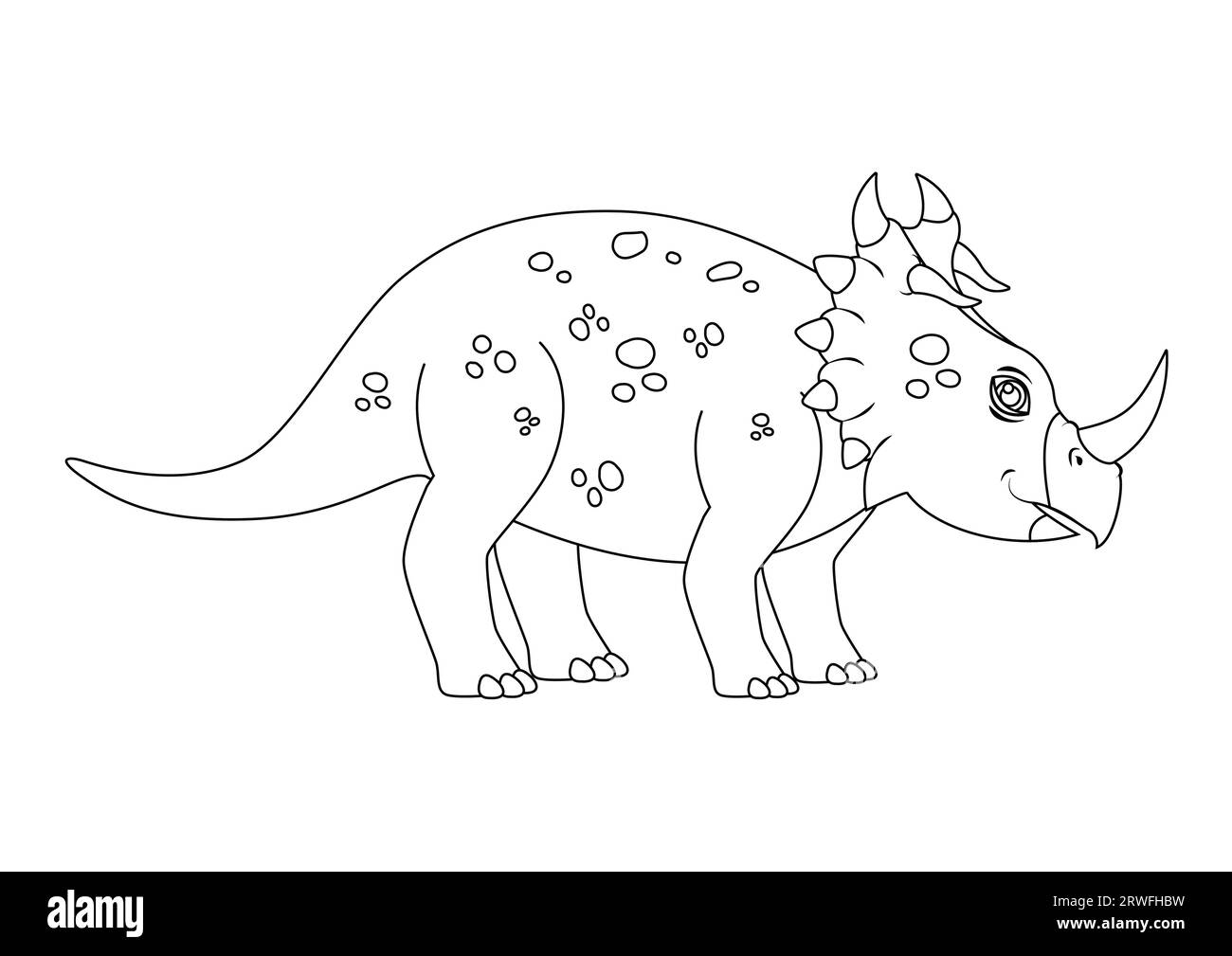 Schwarz-weiß Centrosaurus Dinosaurier Zeichentrickfigur Vektor. Malseite eines Centrosaurus-Dinosauriers Stock Vektor