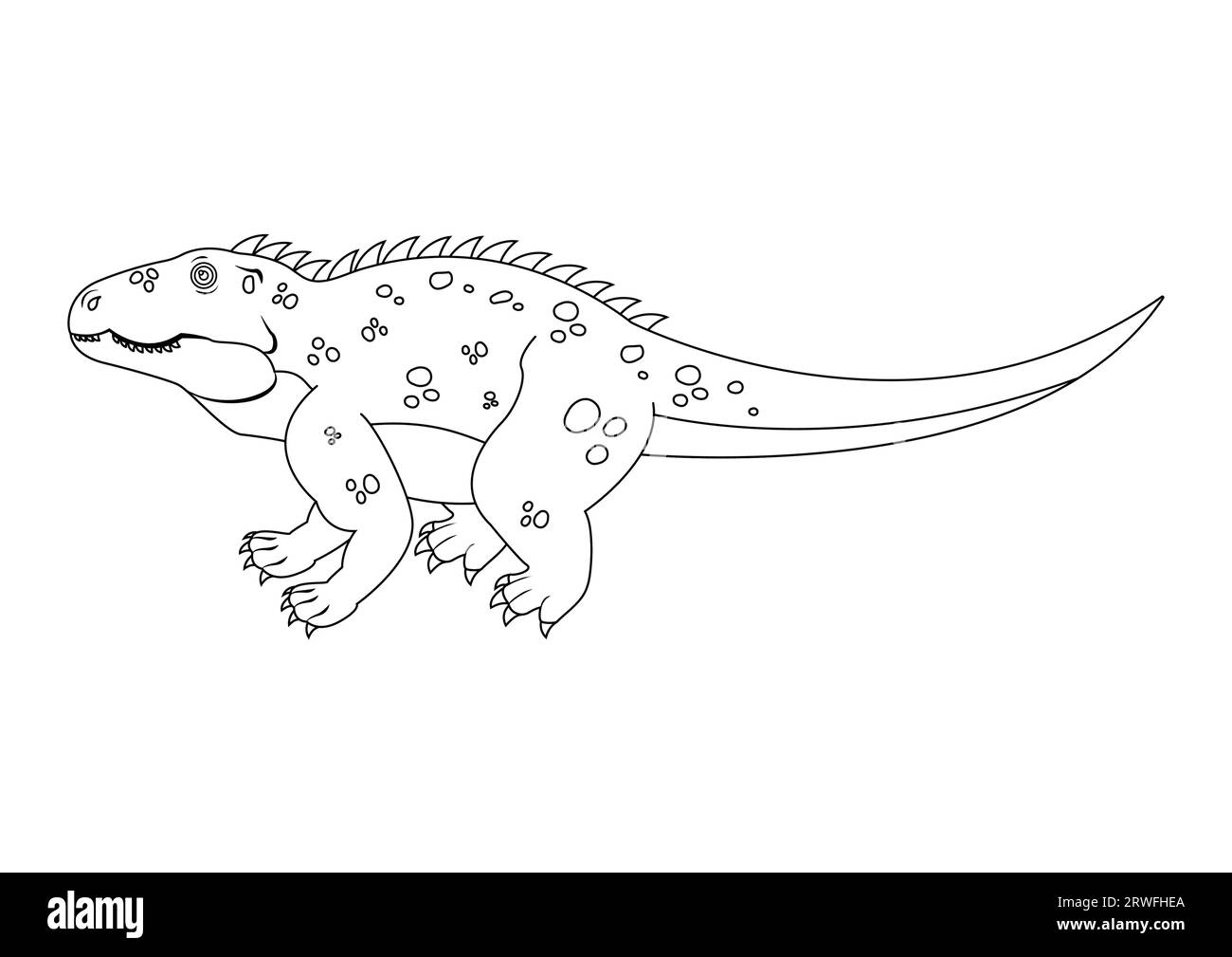 Schwarz-weiß Shansisuchus Dinosaurier Zeichentrickfigur Vektor. Malseite eines Shansisuchus-Dinosauriers Stock Vektor