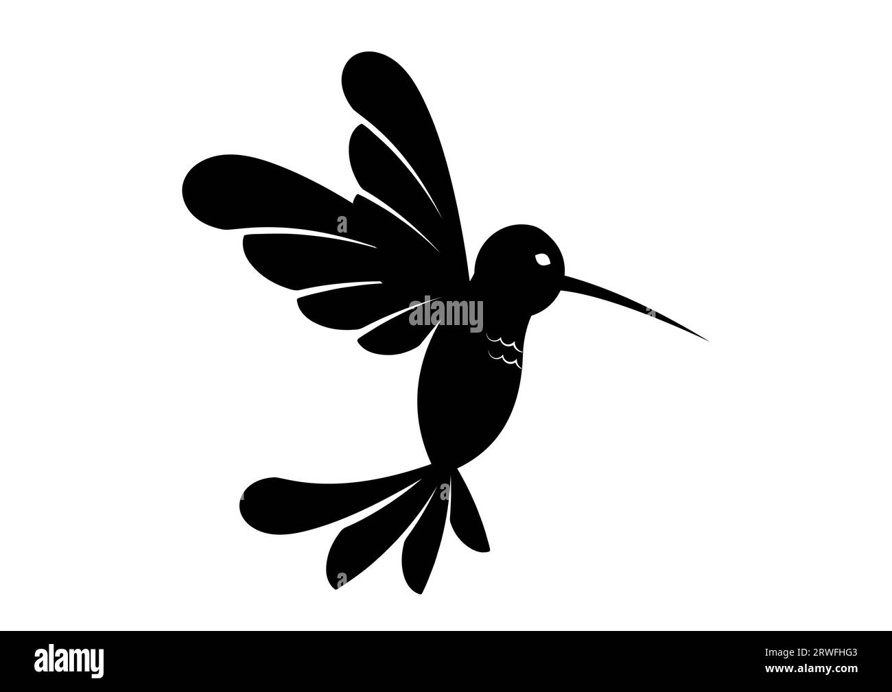 Hummingbird Silhouette Vektor. Ein fliegender Kolibri auf der Silhouette-Seite Stock Vektor