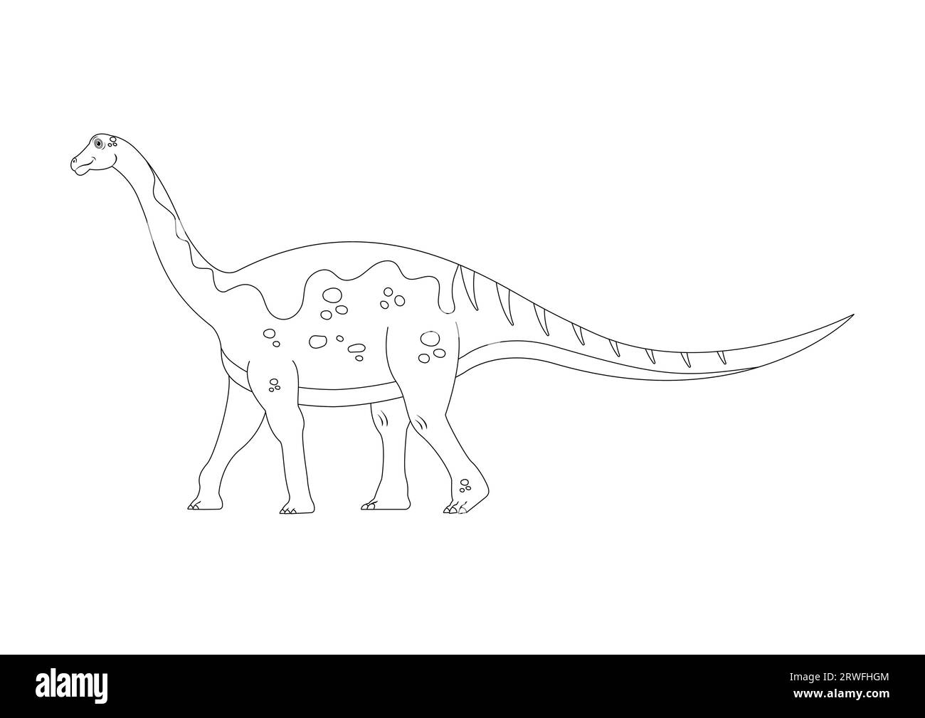 Schwarz-weiß Lirainosaurus Dinosaurier Zeichentrickfigur Vektor. Malseite eines Lirainosaurus-Dinosauriers Stock Vektor