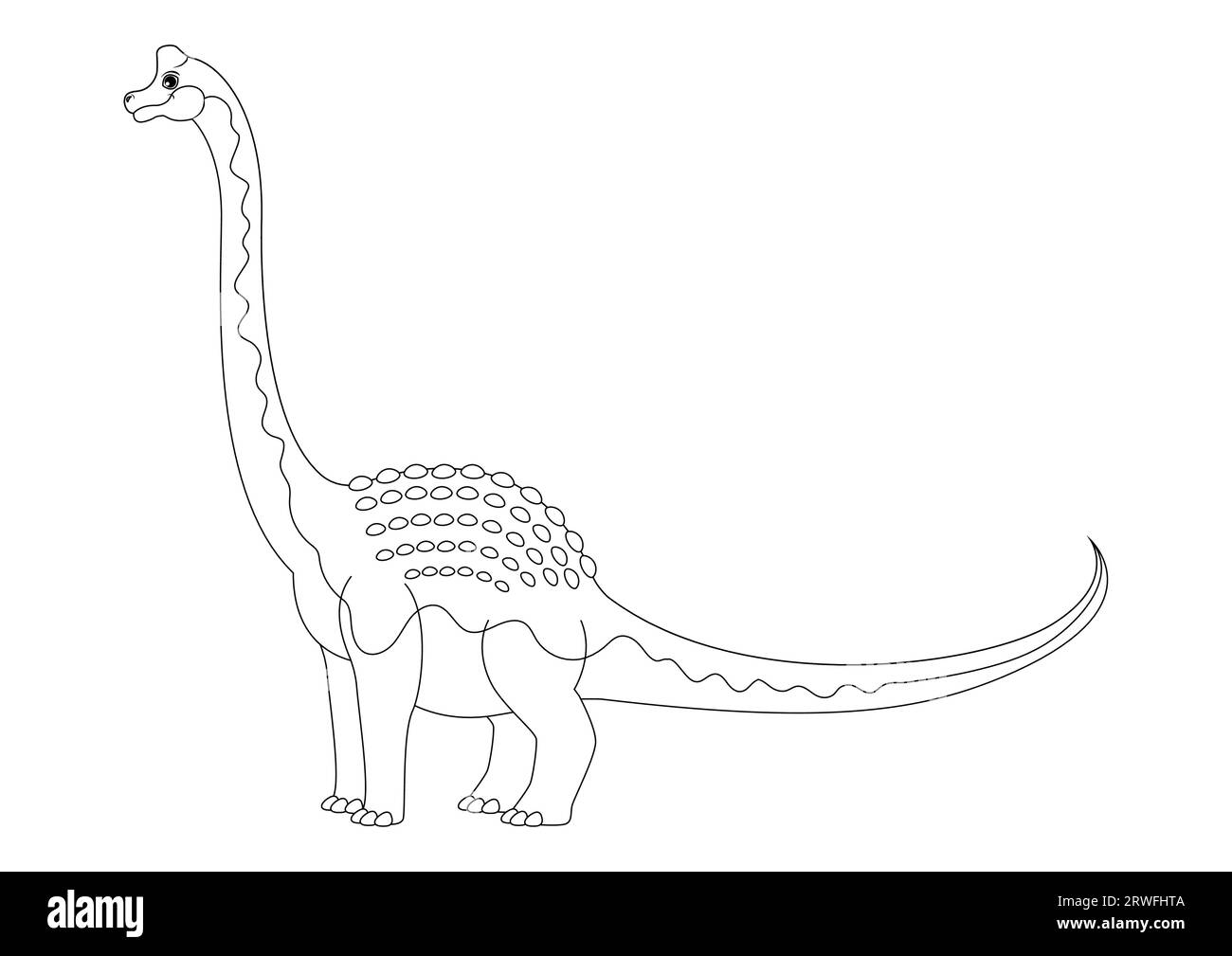 Schwarz-weiß Pelorosaurus Dinosaurier Zeichentrickfigur Vektor. Malseite eines Pelorosaurus-Dinosauriers Stock Vektor