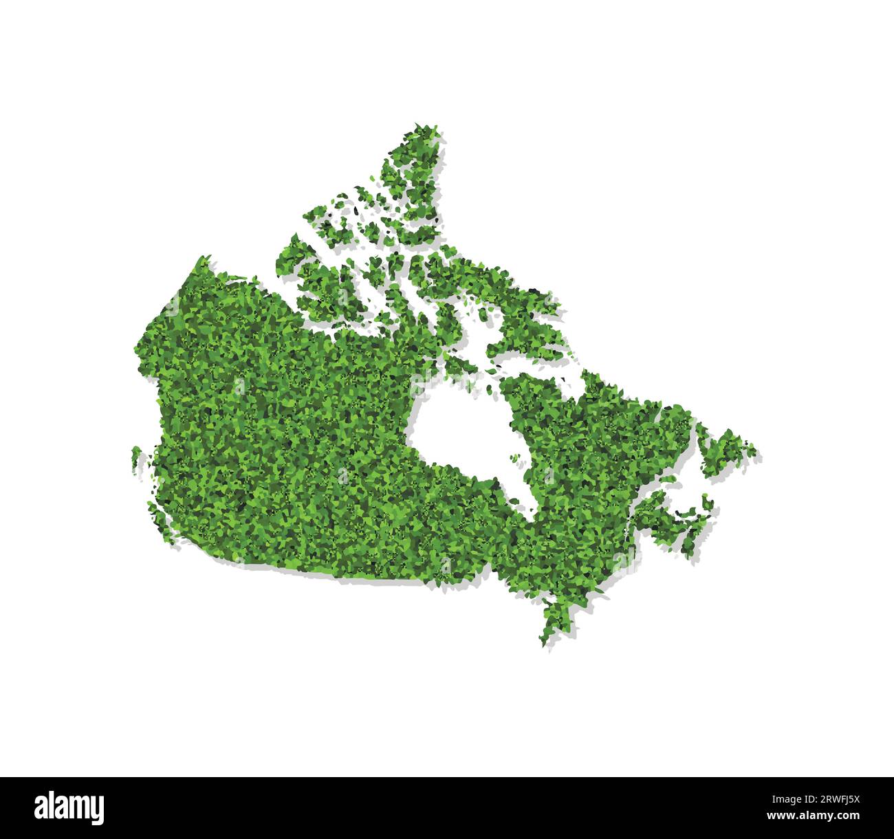 Vektor isolierte vereinfachte Illustration Symbol mit grüner grasbewachsener Silhouette von Kanada Karte. Weißer Hintergrund. Stock Vektor