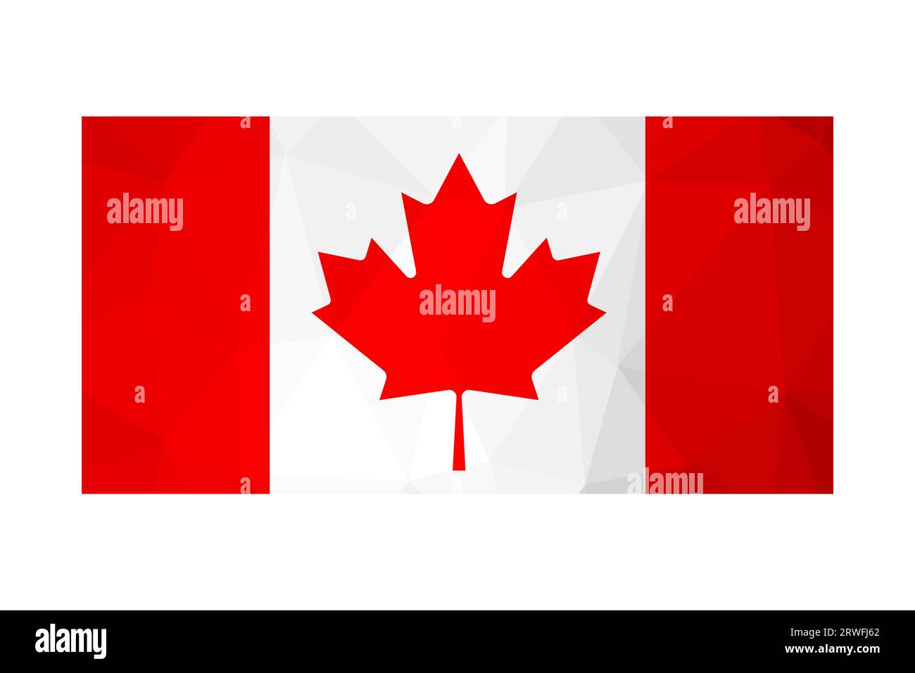 Vektor-isolierte Abbildung. Kanadische Nationalflagge mit rotem Ahornblatt. Offizielles patriotisches Symbol Kanadas. Kreatives Design in Low Poly-Optik mit Stock Vektor