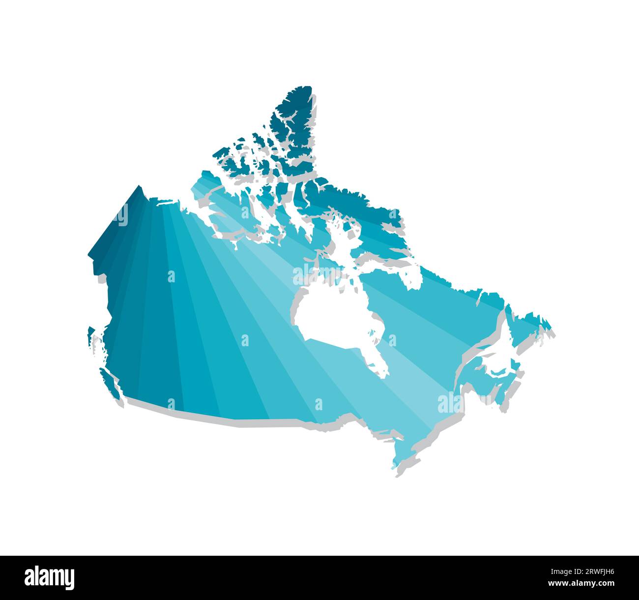 Vektor-isoliertes Illustrationssymbol mit vereinfachter blauer Silhouette der kanadischen Karte. Polygonaler geometrischer Stil. Weißer Hintergrund. Stock Vektor
