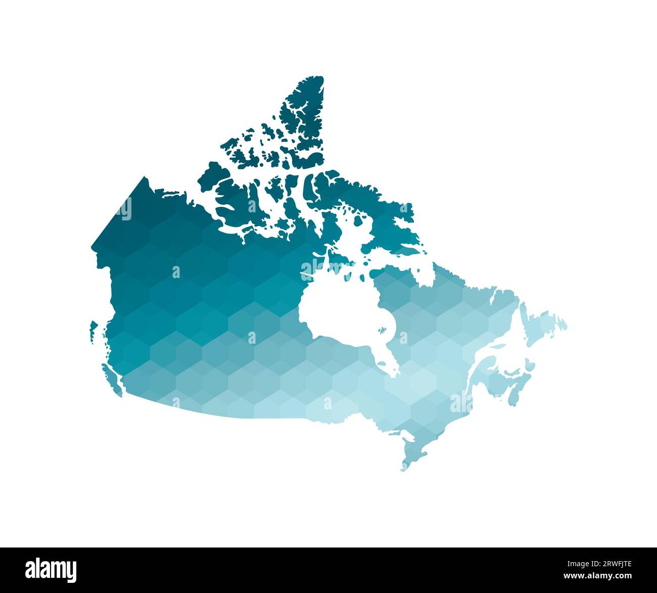 Vektor-isoliertes Illustrationssymbol mit vereinfachter blauer Silhouette der kanadischen Karte. Polygonaler geometrischer Stil. Weißer Hintergrund. Stock Vektor