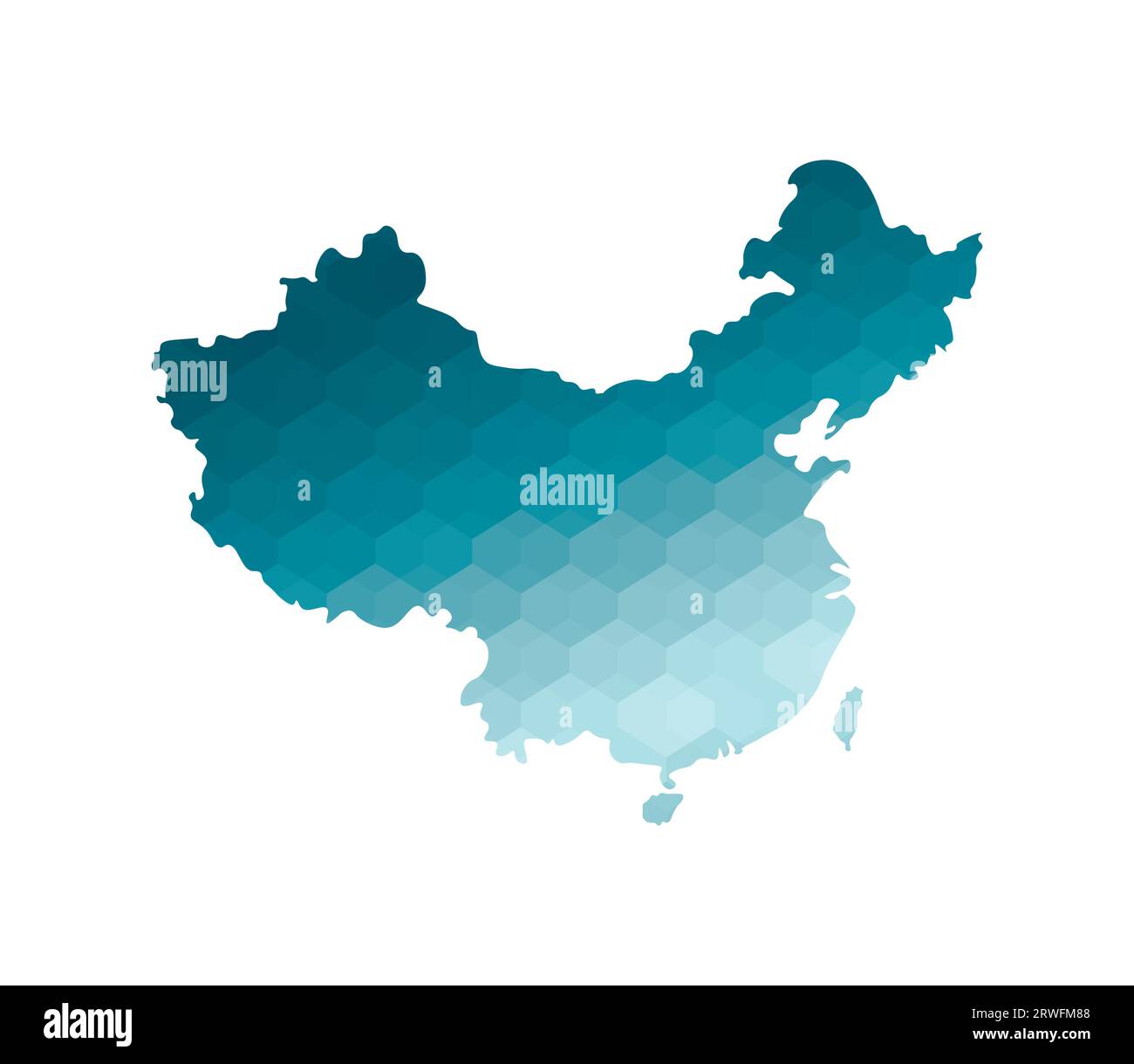 Vektor isolierte Illustration Symbol mit vereinfachter blauer Silhouette der China-Karte. Polygonaler geometrischer Stil. Weißer Hintergrund. Stock Vektor