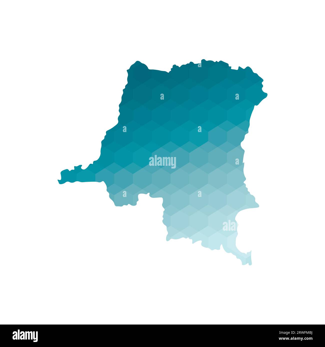 Vektor isolierte Illustration Symbol mit vereinfachter blauer Silhouette der Demokratischen Republik Kongo Karte. Polygonaler geometrischer Stil. Weißer Hintergrund Stock Vektor